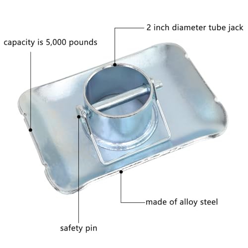 5000lbs Trailer Jack Foot Plate Capacity with Pin Base Replacement for A silver