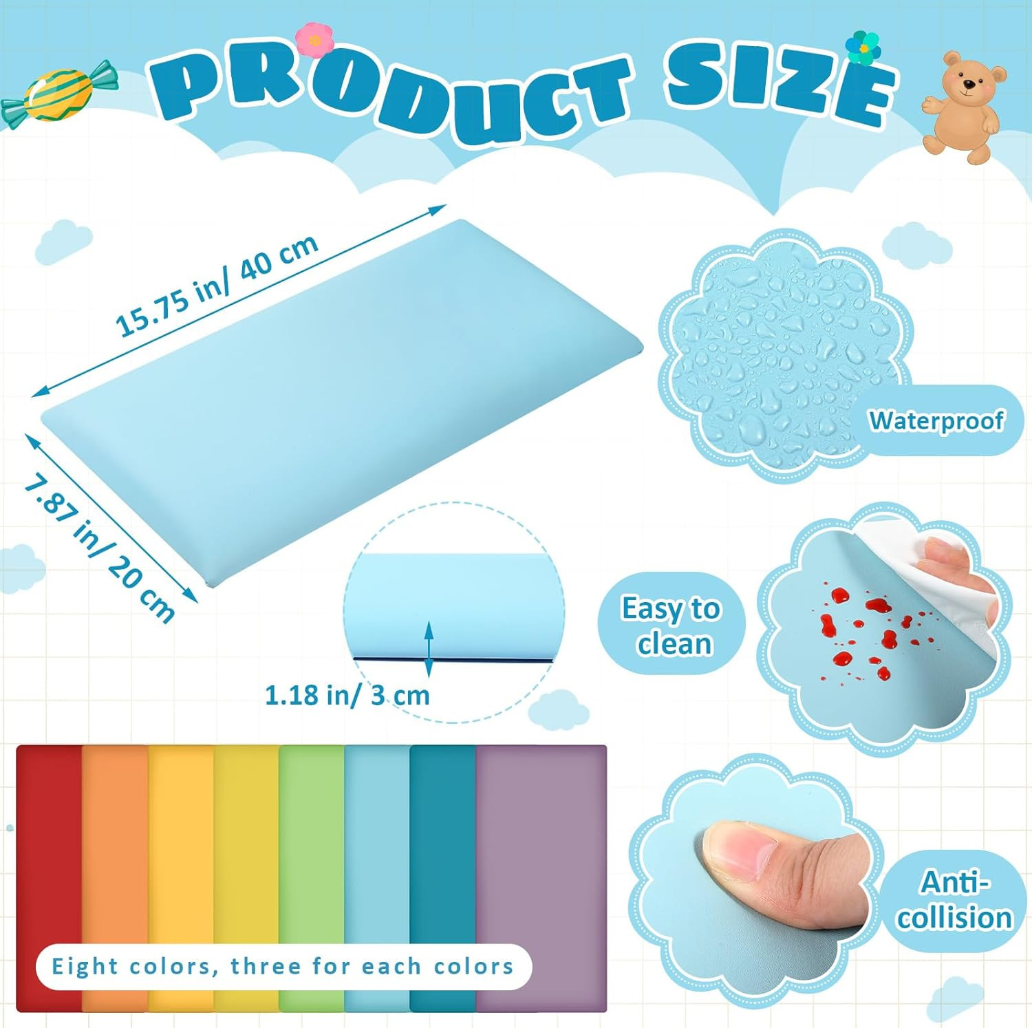 Rainbow Wall Padding 24 Pack – 3D Self-Adhesive Headboard Panels for Playroom