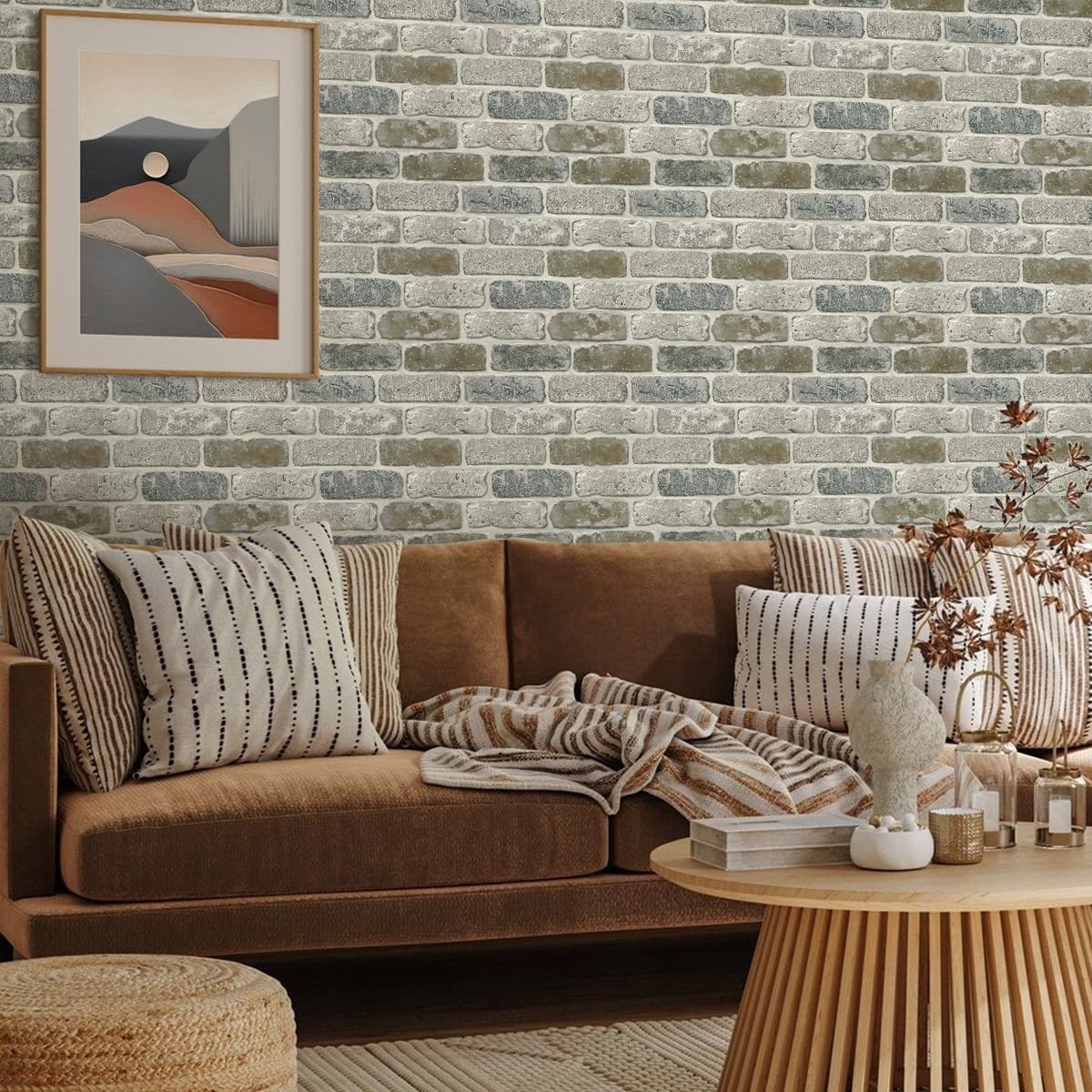 Commomy 10 Pcs 3D Faux Brick Peel and Stick – 11.8″x11.8″ Thin PVC Wall Panel