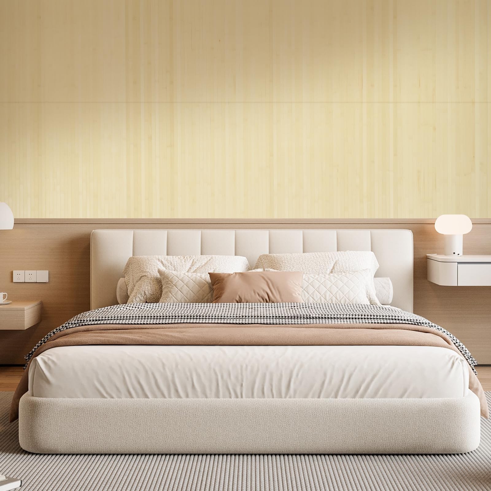 OUZUGIE 2 Pack 96×24 Inch Natural Bamboo Wall Panel – Raw Pole Wrap Paneling for