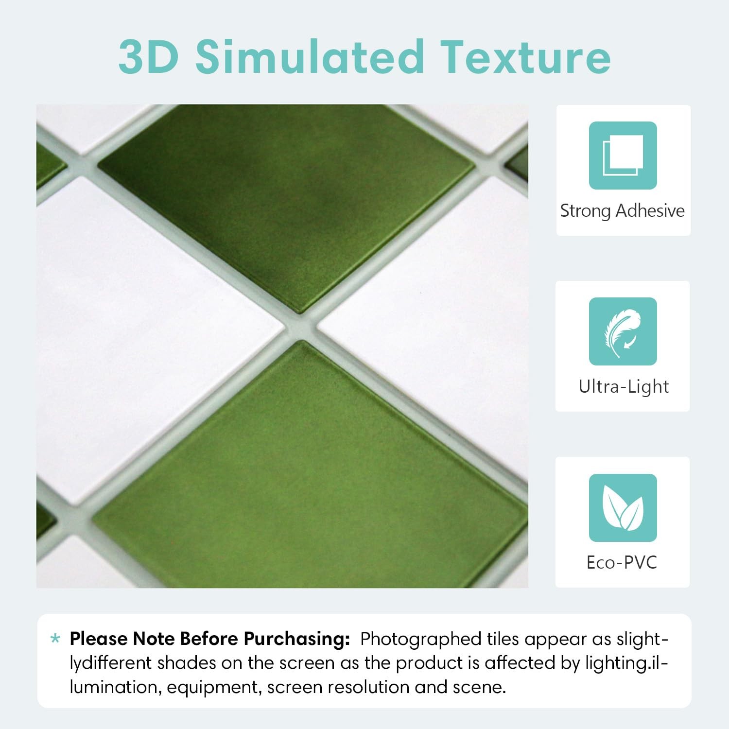 Commomy 10 Pcs Matte 3D Peel and Stick Tile 11.8″x11.8″ Ultralight PVC Square Pe
