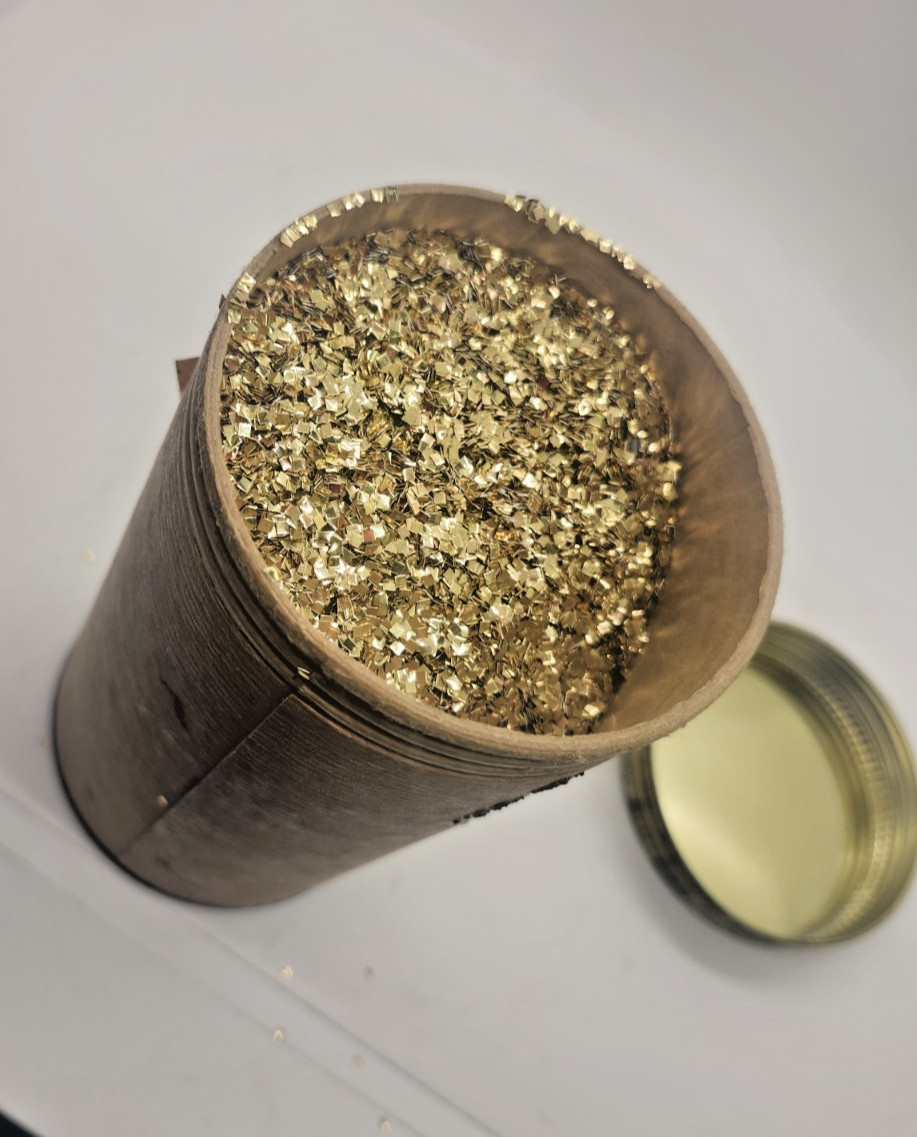 Vintage Goldblatt Gold Ceiling Glitter 1 lb Can NOS Popcorn Acoustic Shimmer