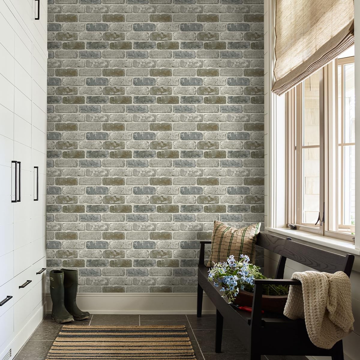 Commomy 10 Pcs 3D Faux Brick Peel and Stick – 11.8″x11.8″ Thin PVC Wall Panel