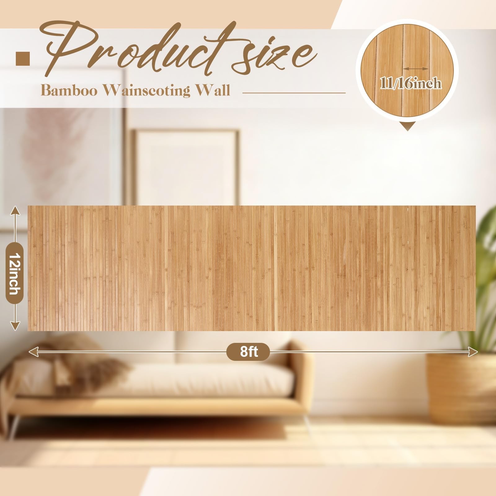 Juexica 2 Pcs Natural Bamboo Wall Panel 12 X 96 Inch Bamboo Covering Renewable