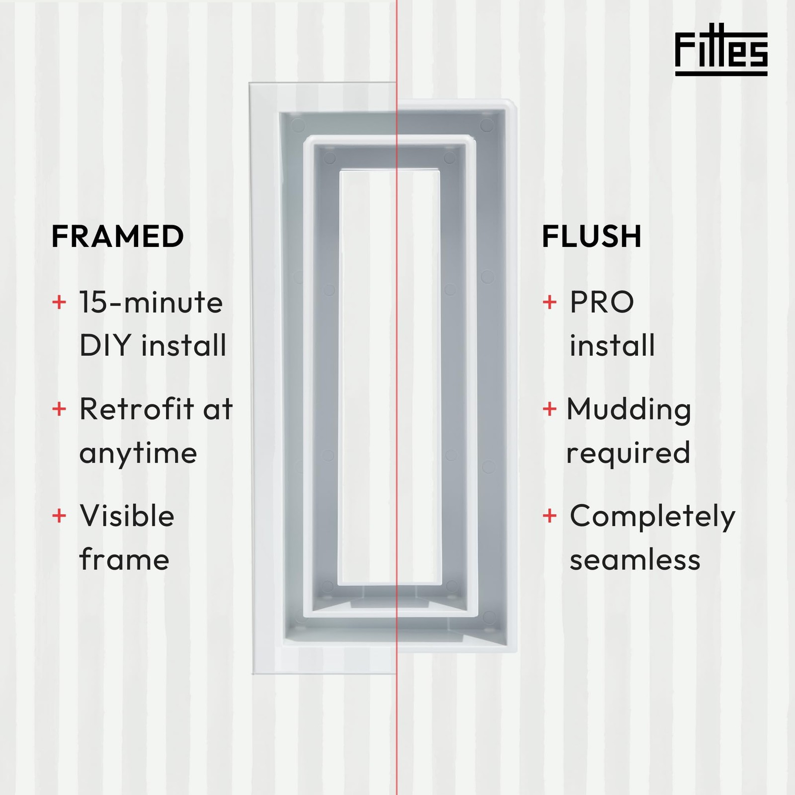 Fittes Flush Wall Vent [Lite+] – 6″x10″ – Cotton White – 6″x10″,
