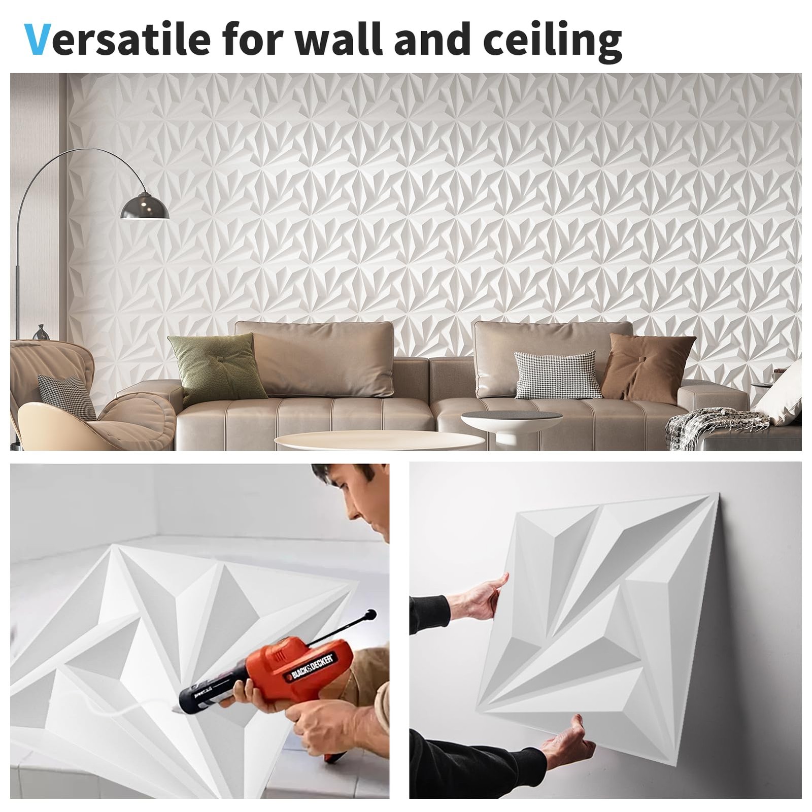 Art3d 20 Pack Decorative 3D Wall Panels 19 Sq.feet PVC Interior Wall Décor 11.8x
