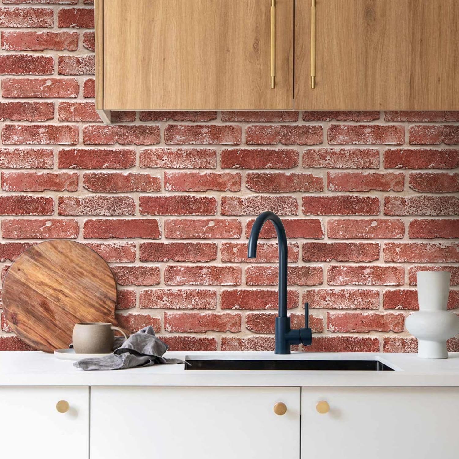 Commomy 3D Faux Brick Wall Panels Ultralight Thin Pvc Brick Peel And Stick