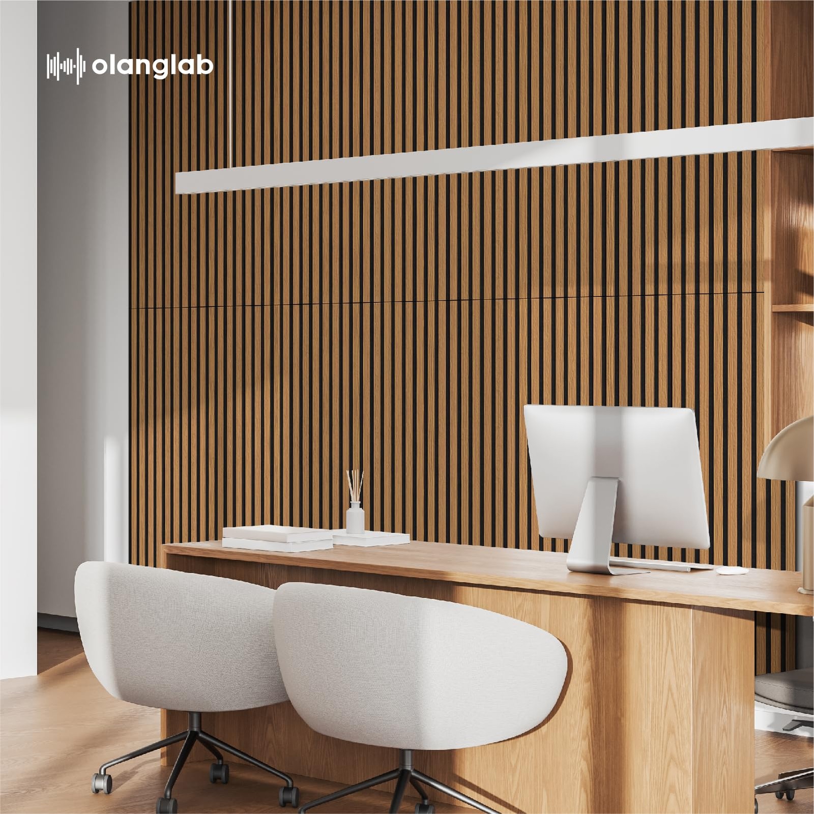 Olanglab Wood Slat Wall Panels 4 Pack Acoustic Wall Panels 47.24 X 23.62 Each