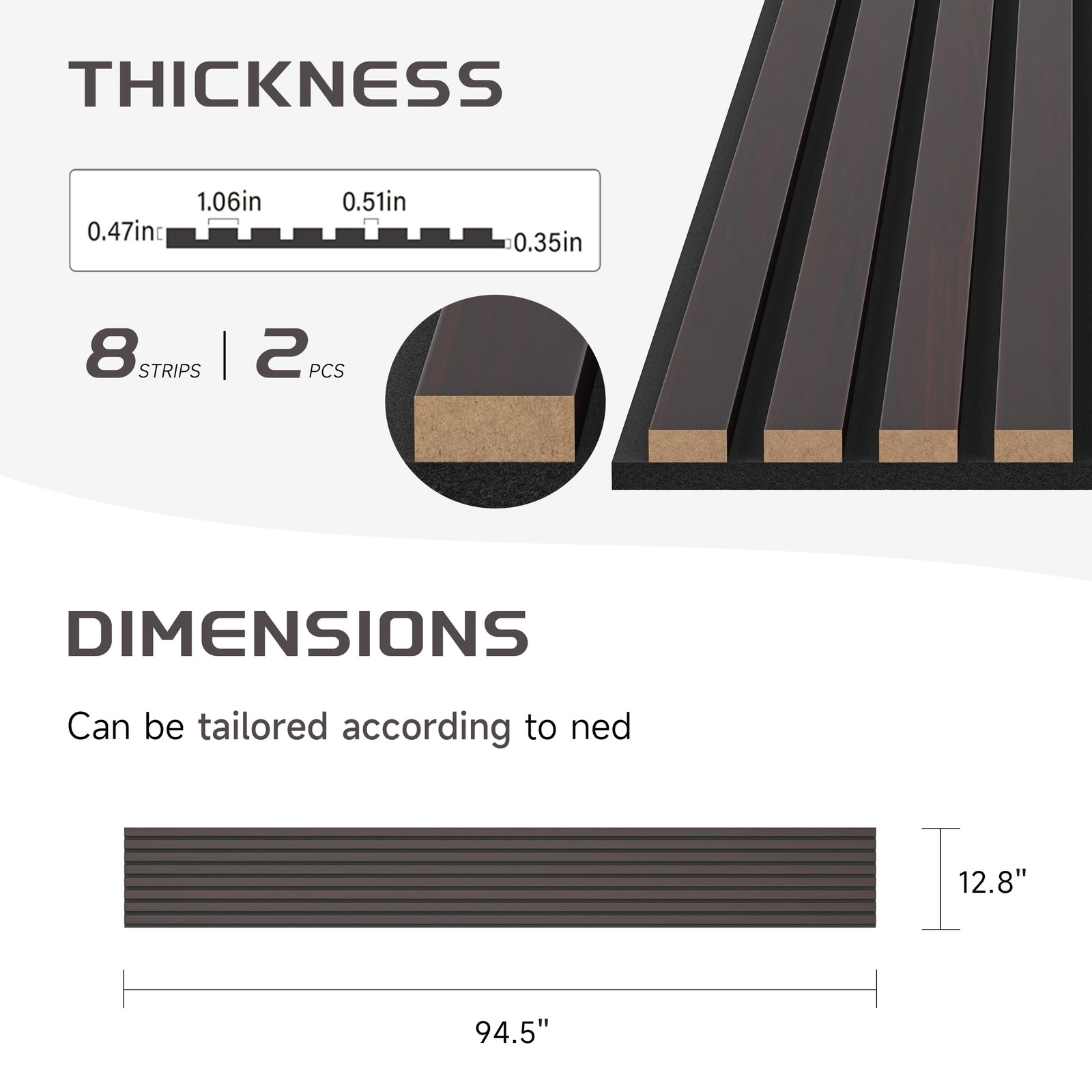 Pohare Wood Slat Wall Panels 2 Pack 8 X 1 Ft Decorative Wood Panels For