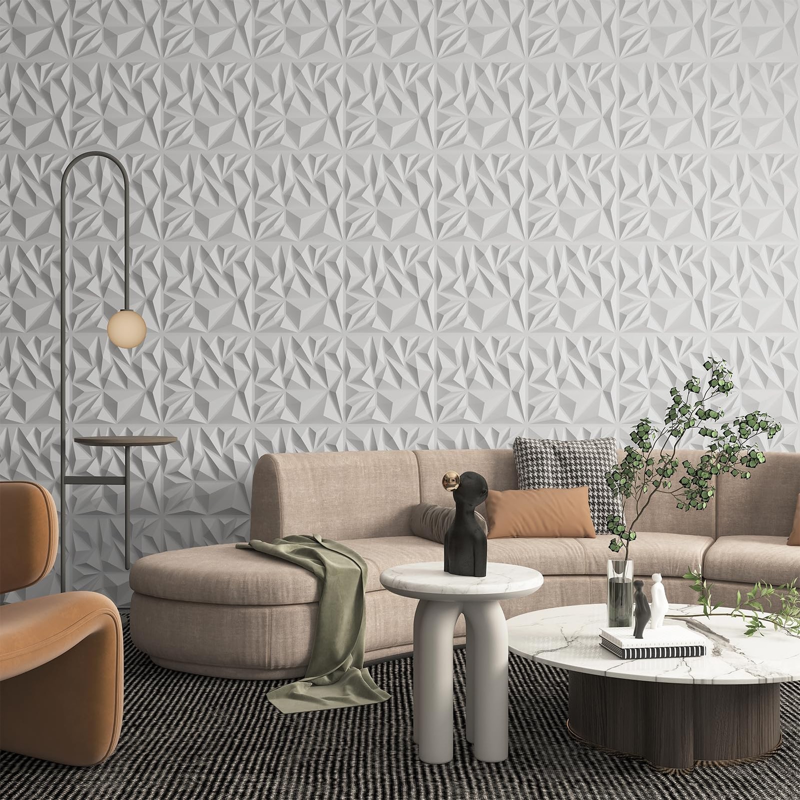 Art3D 33-Pack 3D Wall Panels For Interior Wall Decor Modern Diamond Textured