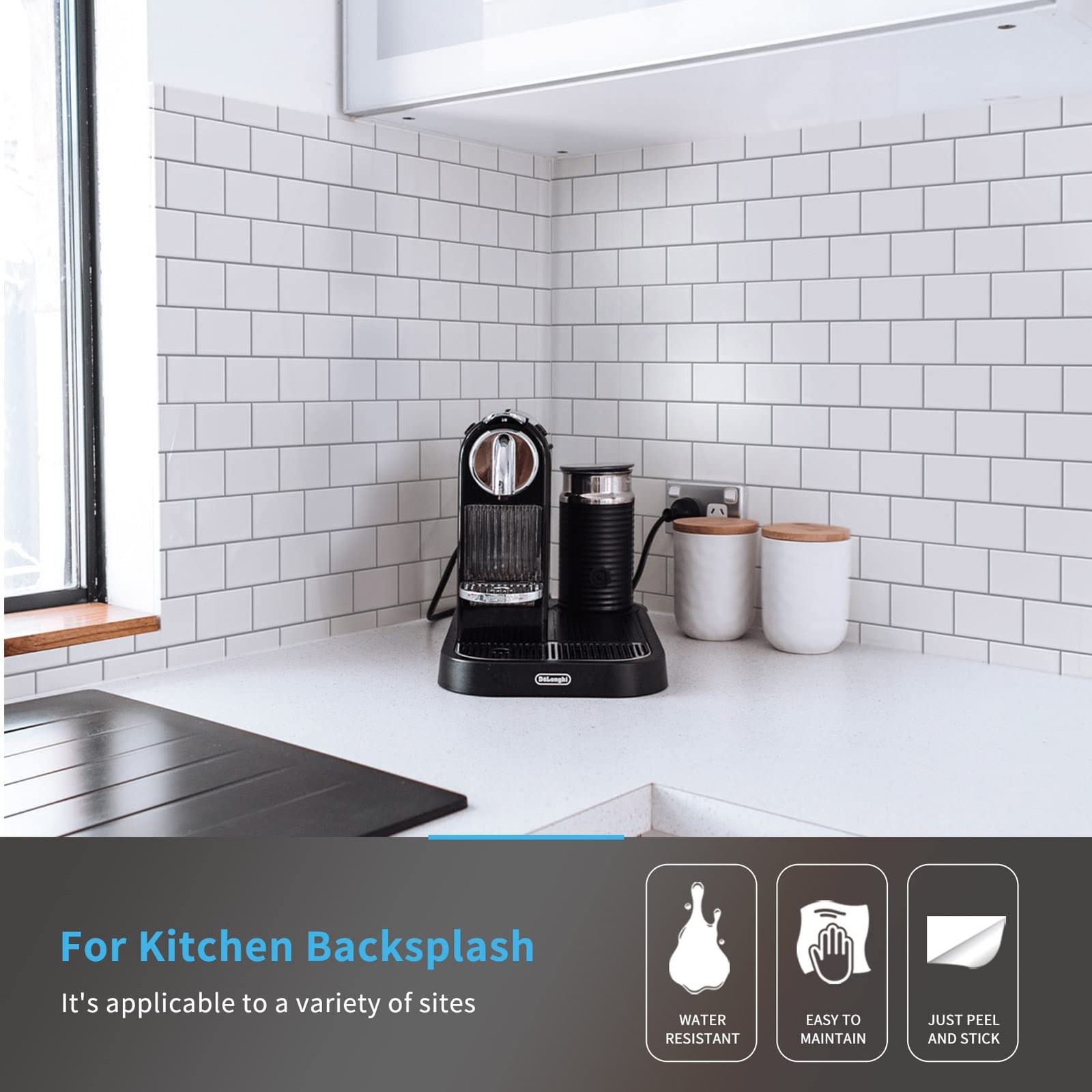 Art3d 10-Sheet 12″x12″ Peel & Stick Tile Backsplash for Kitchen & Bath – White