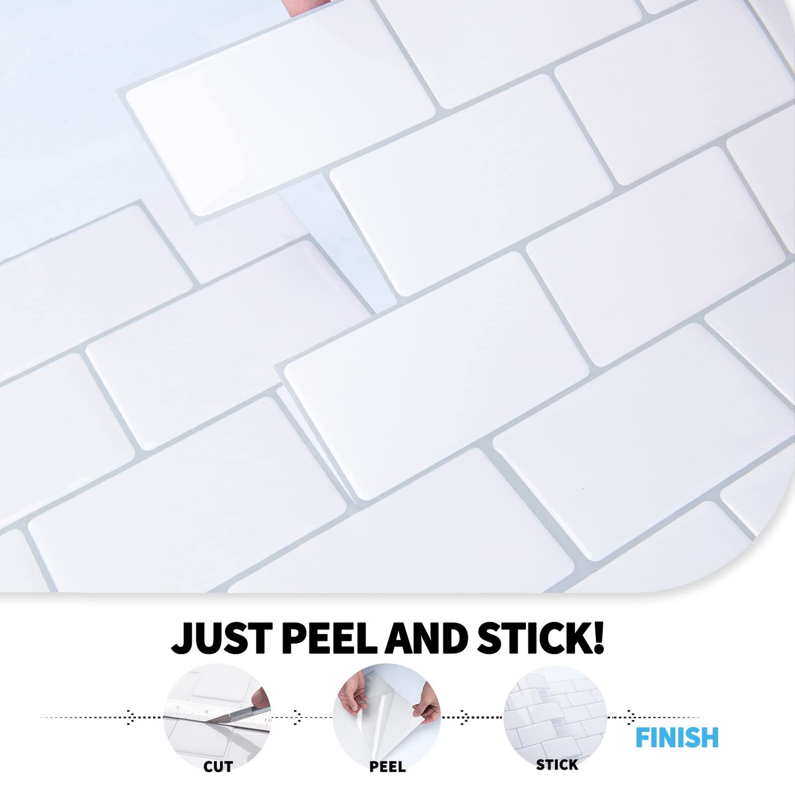 Art3d 10-Sheet 12″x12″ Peel & Stick Tile Backsplash for Kitchen & Bath – White