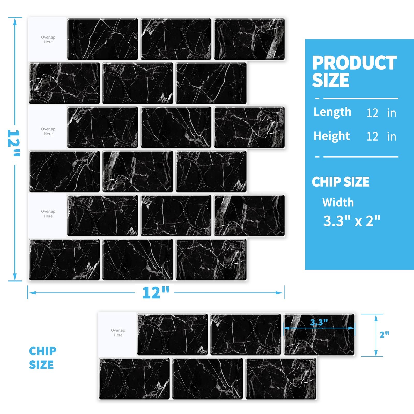 Art3d 10-Sheet 12″x12″ Peel & Stick Subway Tile Backsplash Marble Design