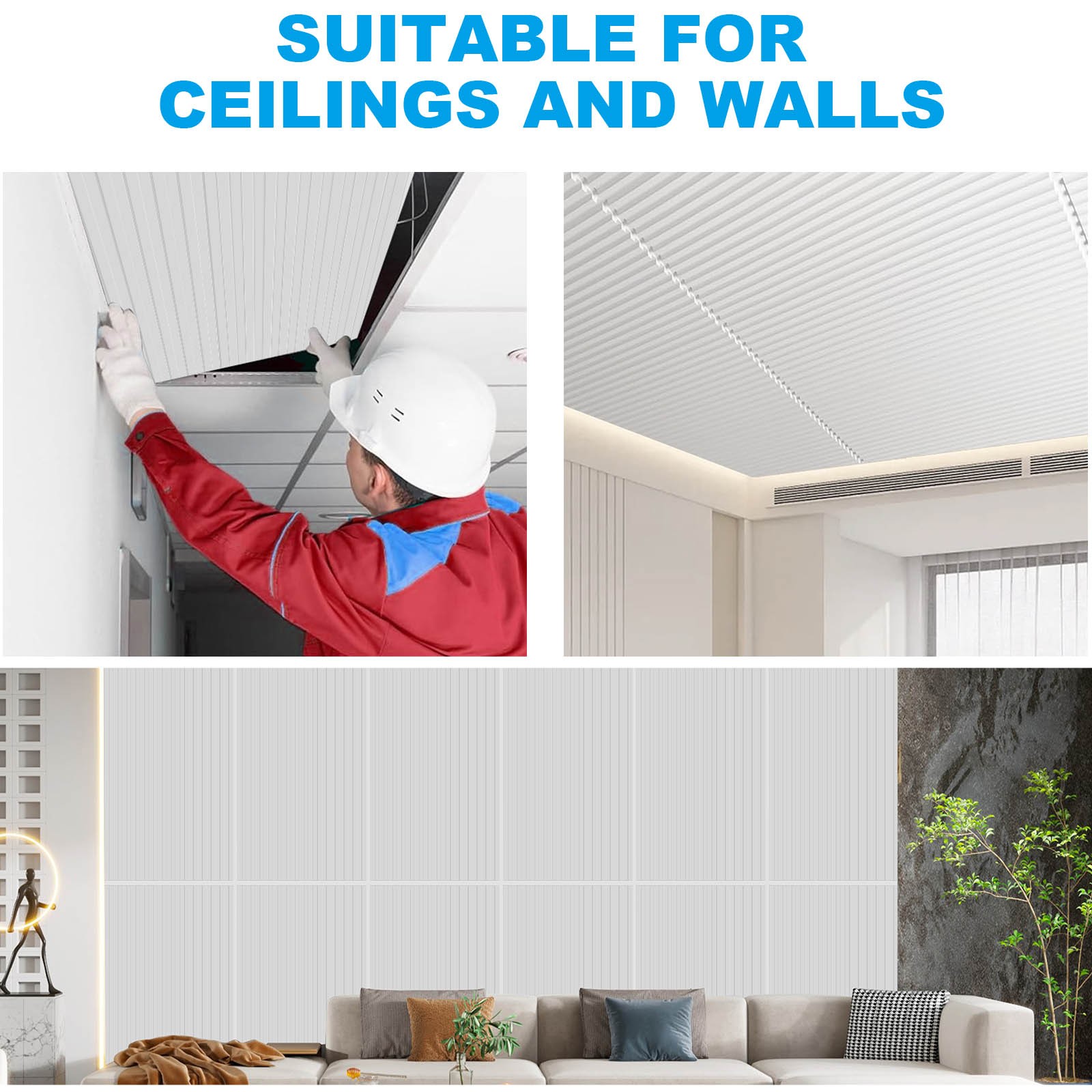 12PCS Ceiling Panel 2×4 Feet, PVC Decorative Ceiling Covering Panel,White