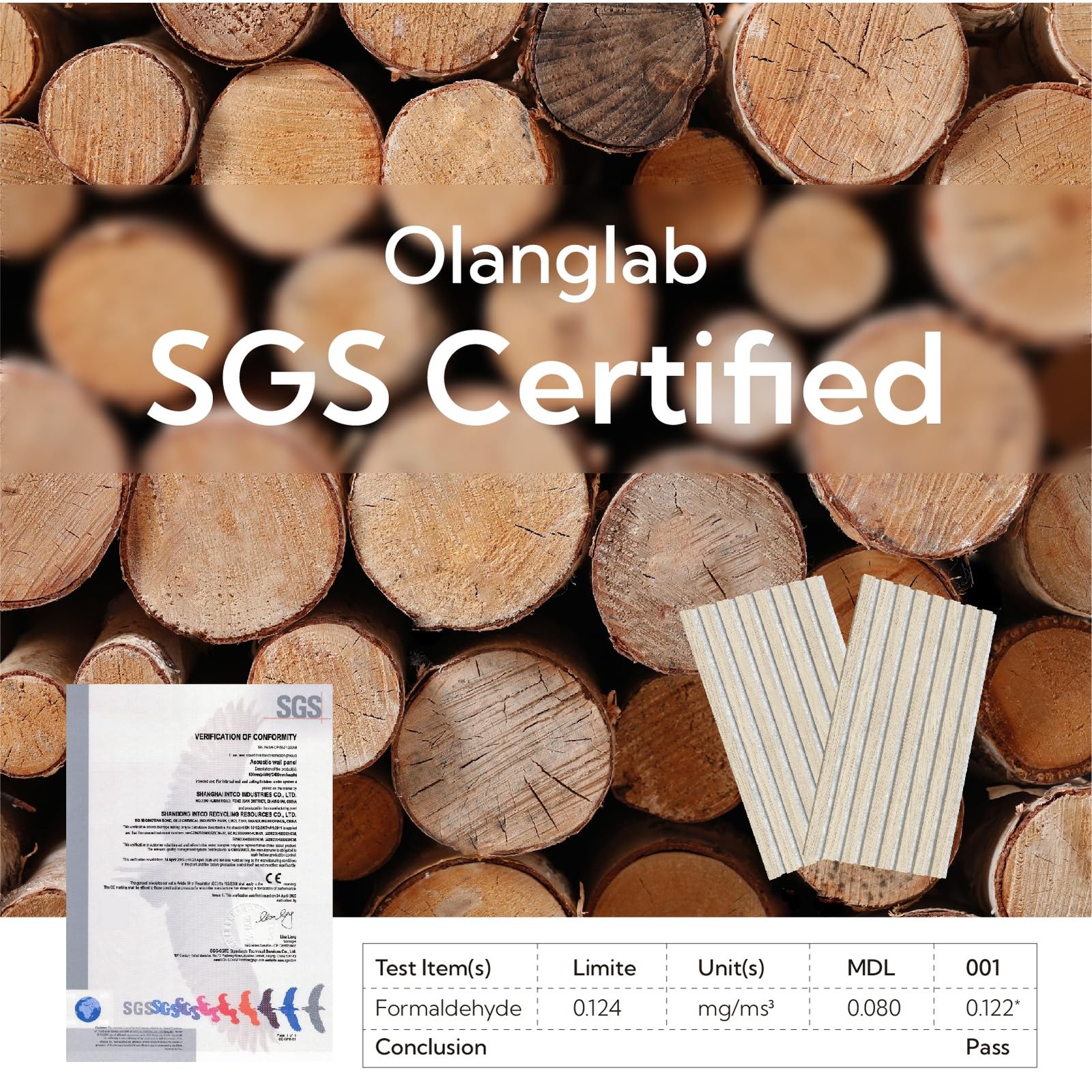 Olanglab Wood Slat Wall Panels 4 Pack Acoustic Wall Panels 47.24 X 23.62 Each