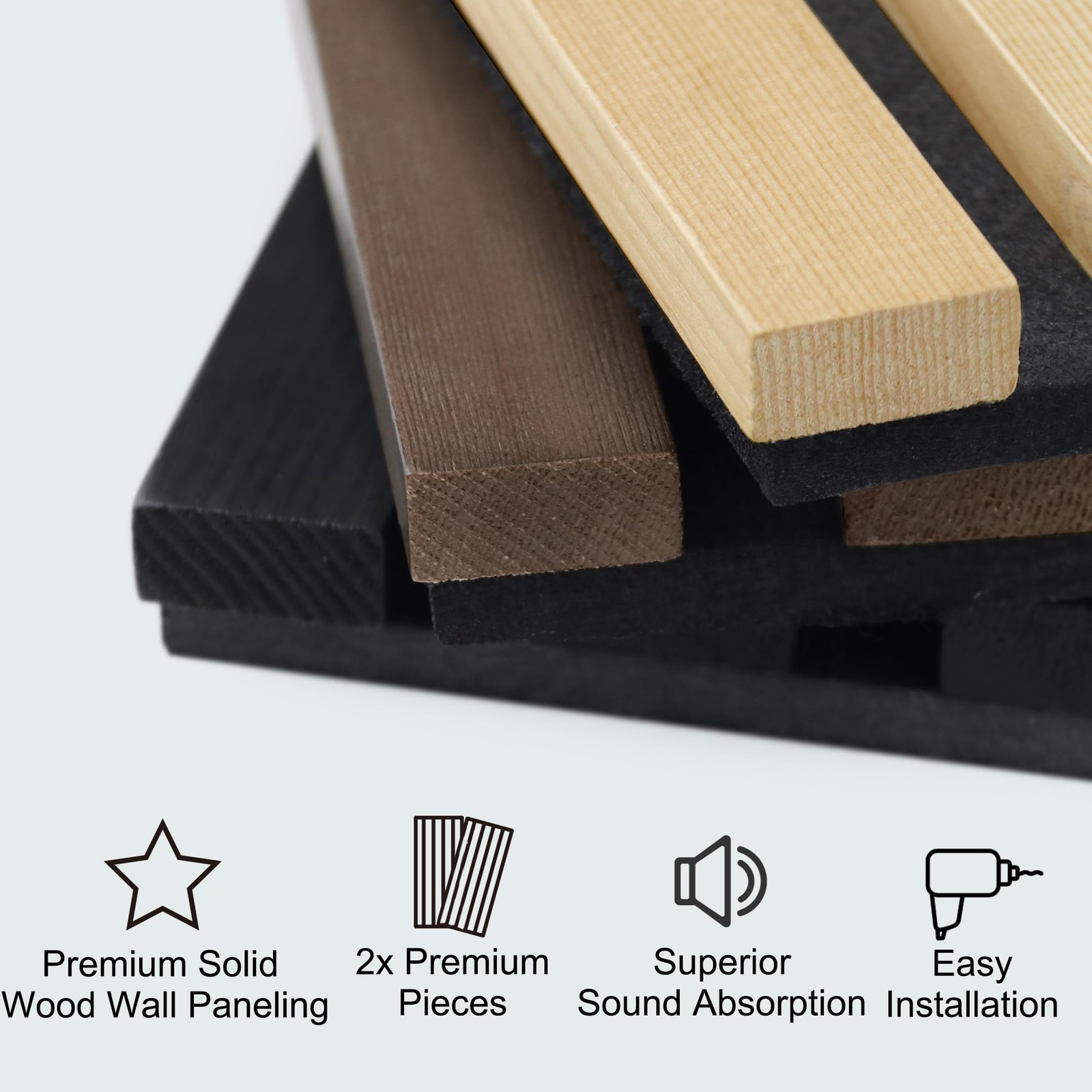 Roomtec 2 Pack Acoustic Solid Wood Wall Panels 94.49 X 12.6 Soundproof Wall