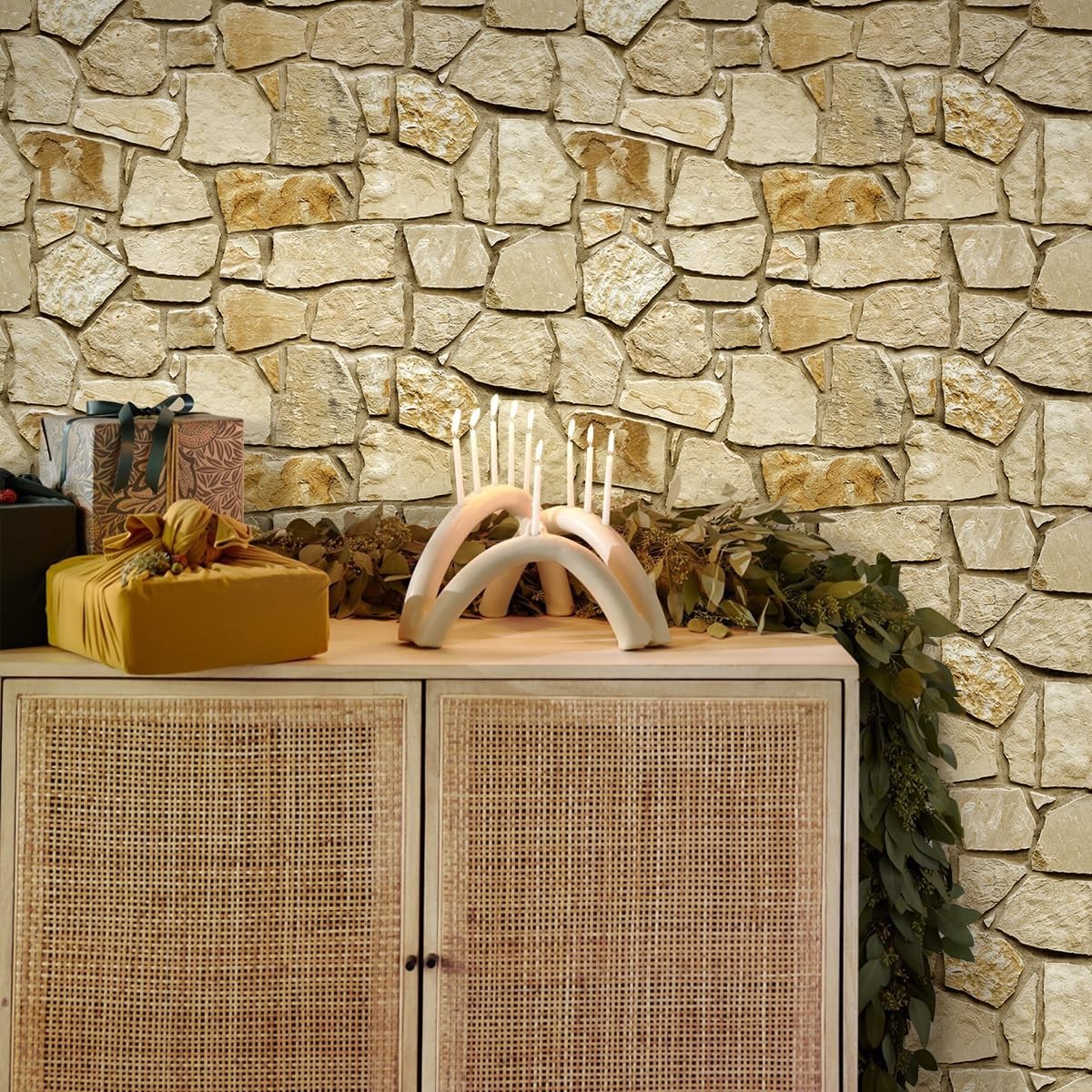 Comstickc 3D Faux Stone Wall Panels Peel And Stick 12 Pcs 22.8 X 11.8 Diy