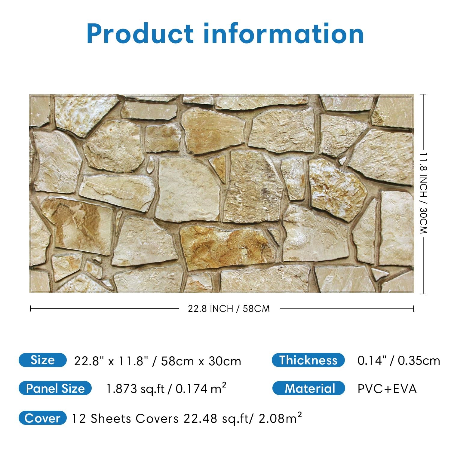 Comstickc 3D Faux Stone Wall Panels Peel And Stick 12 Pcs 22.8 X 11.8 Diy