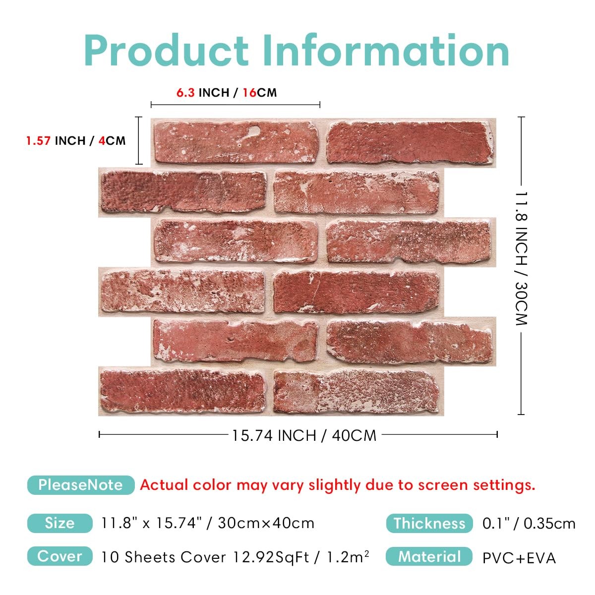 Commomy 3D Faux Brick Wall Panels Ultralight Thin Pvc Brick Peel And Stick