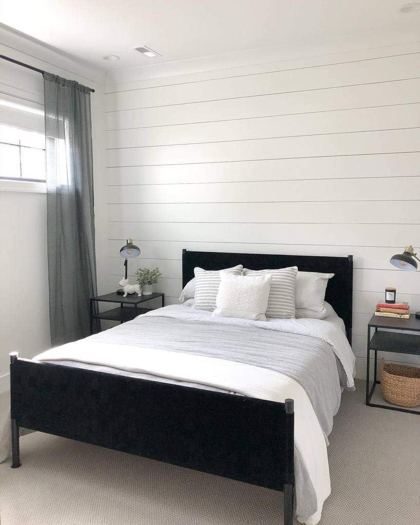 Luxdecor Real Wood Planks For Wall- White Shiplap Boards 5 Peel And Stick