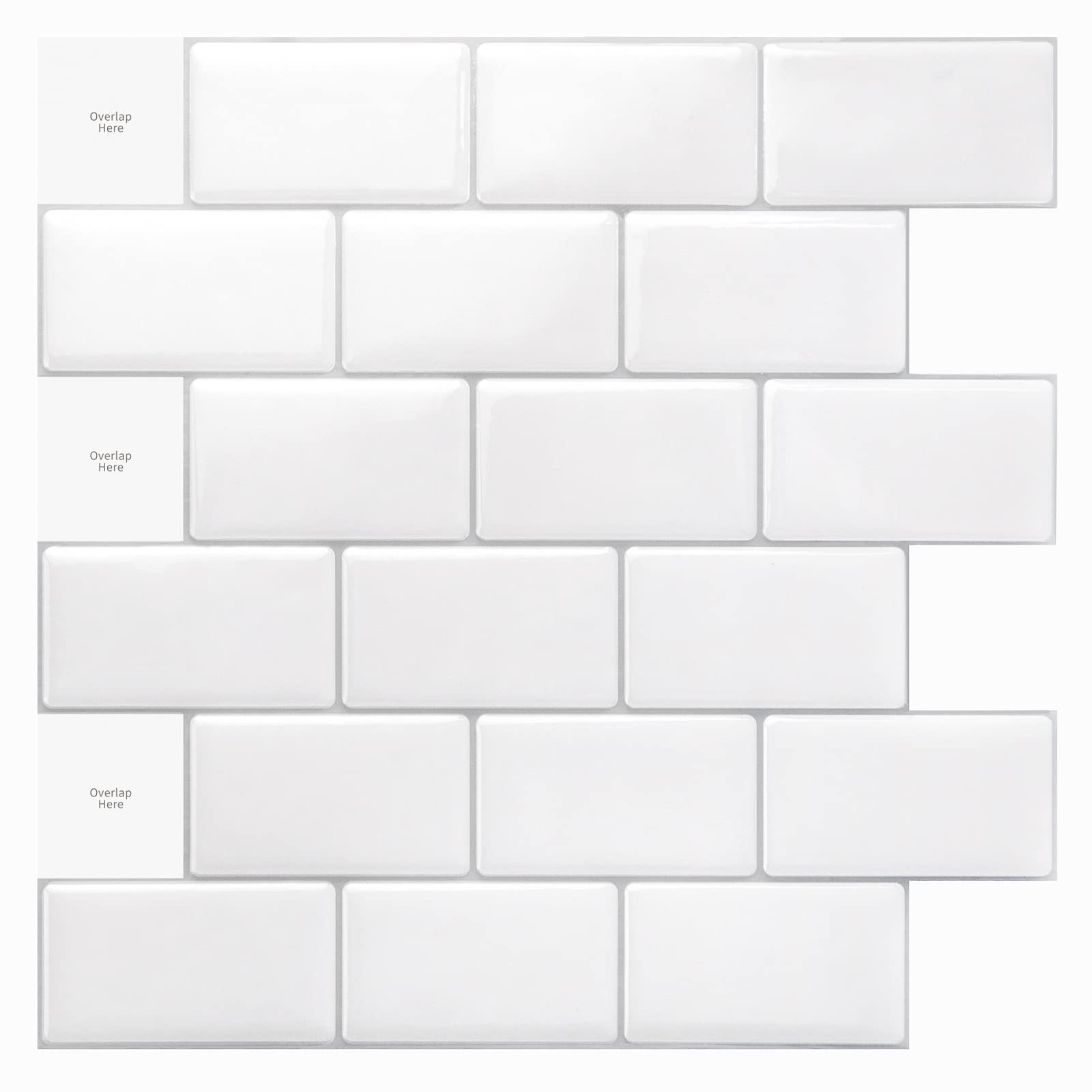 Art3d 10-Sheet 12″x12″ Peel & Stick Tile Backsplash for Kitchen & Bath – White