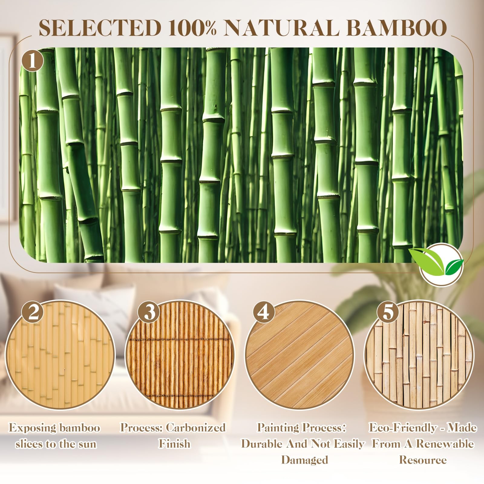 Juexica 2 Pcs Natural Bamboo Wall Panel 12 X 96 Inch Bamboo Covering Renewable