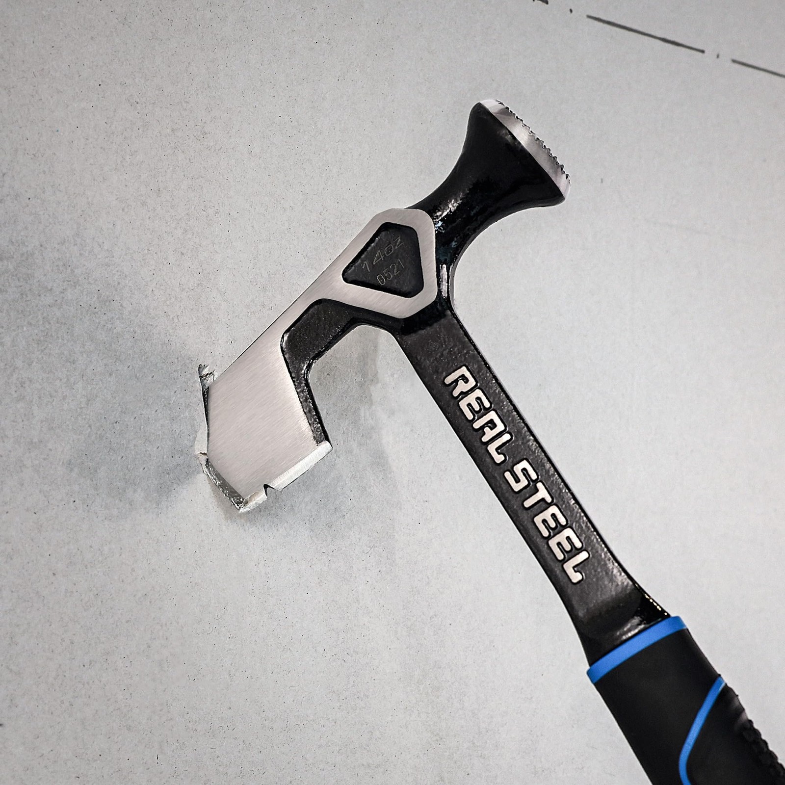 Real Steel Drywall Hammer 14 Oz Roofing Hatchet One-Piece Forged Milled Face