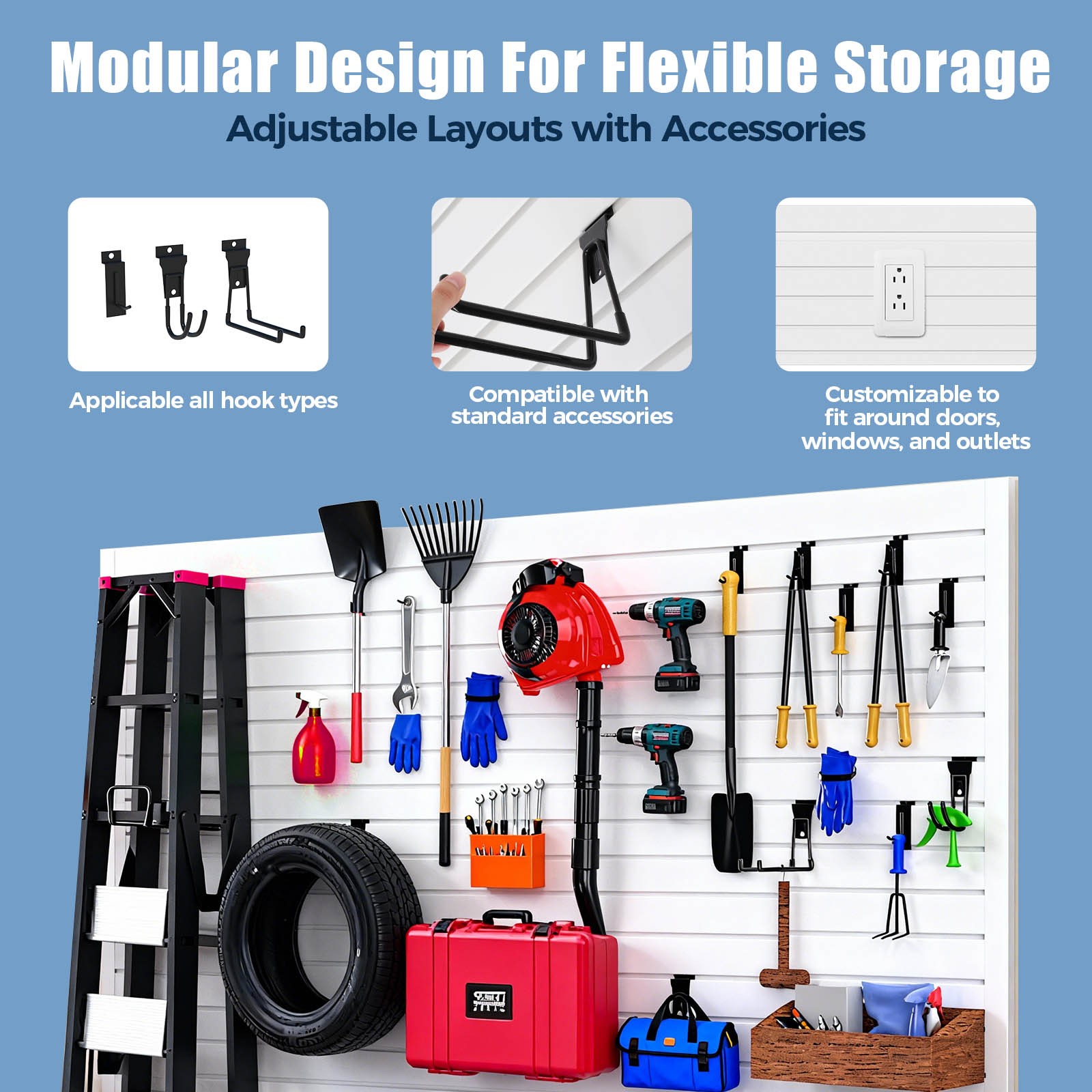 Heavy Duty Slat Wall Paneling Sheets for Garage Storage and Organizer Storage
