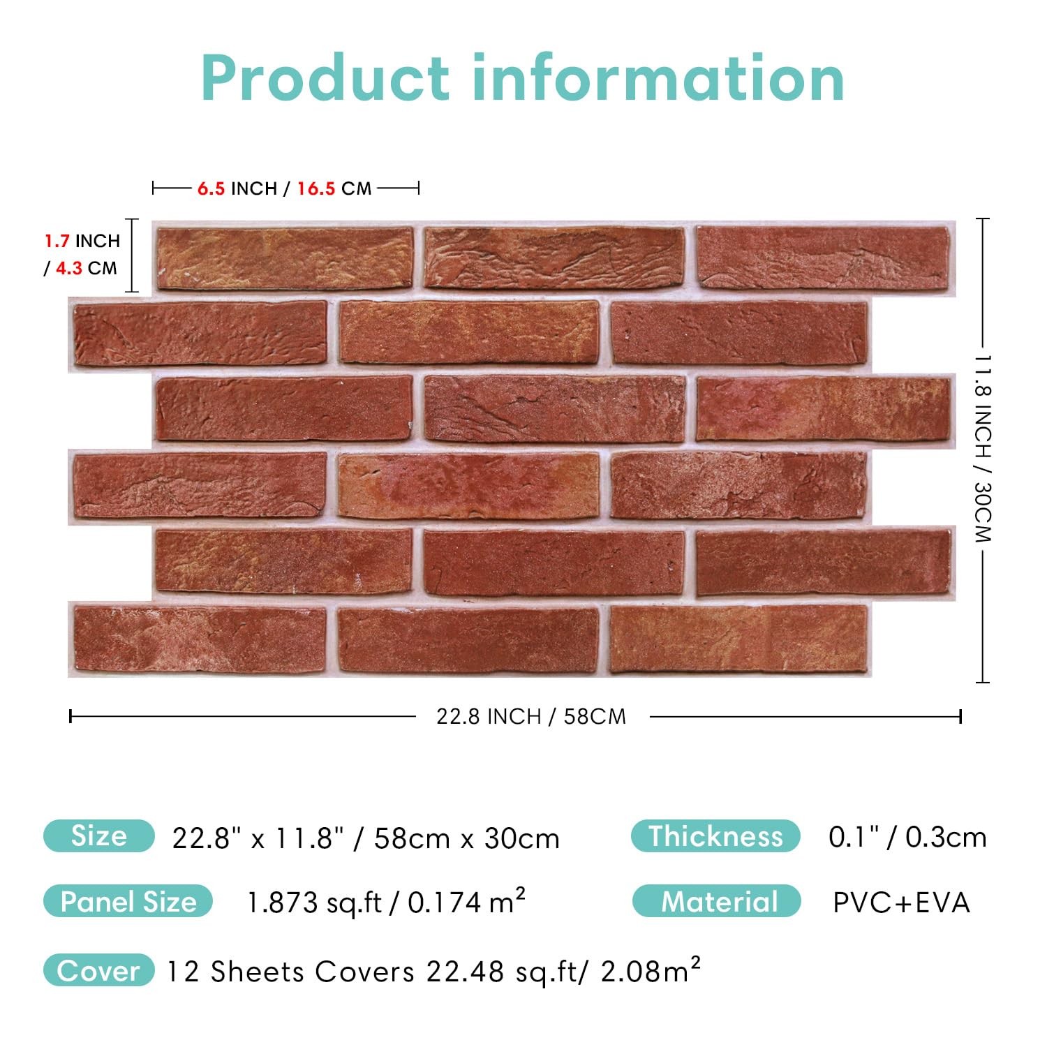 Commomy 3D Brick Wall Panels Peel And – Not Real Brick 12 Pcs Of 22.8 X 11.8