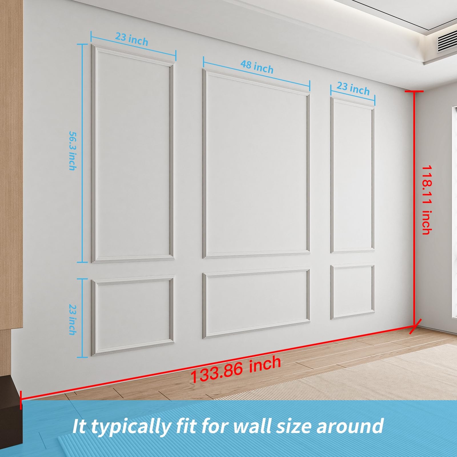 Art3D Pre-Cut Wall Molding Set Of 6 Pcs Ready-To-Assemble Wainscoting Panels