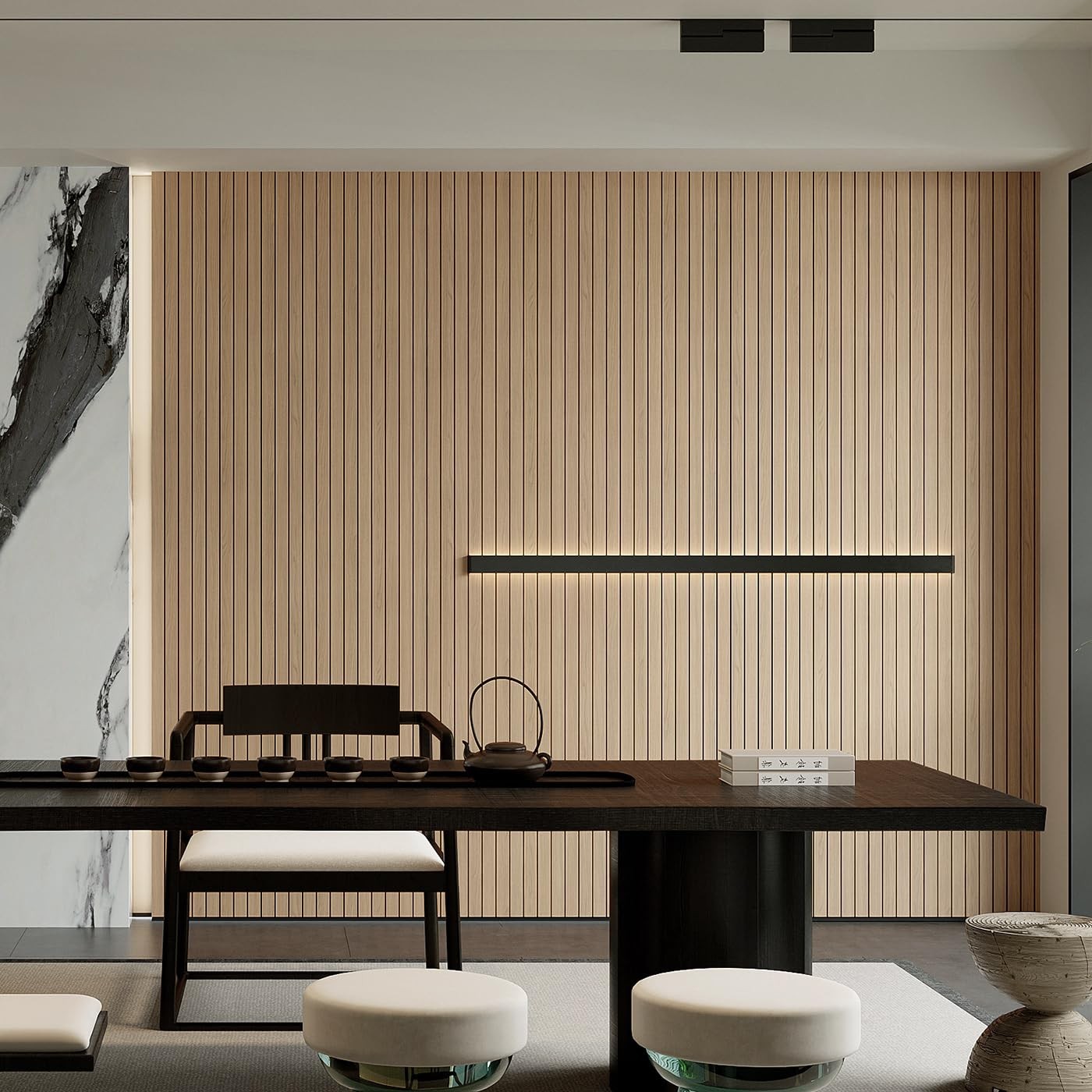 Yu Li 3Dh Peel And Stick Pvc Slat Wall Panel 236X15.75 Self-Adhesive Thick Faux