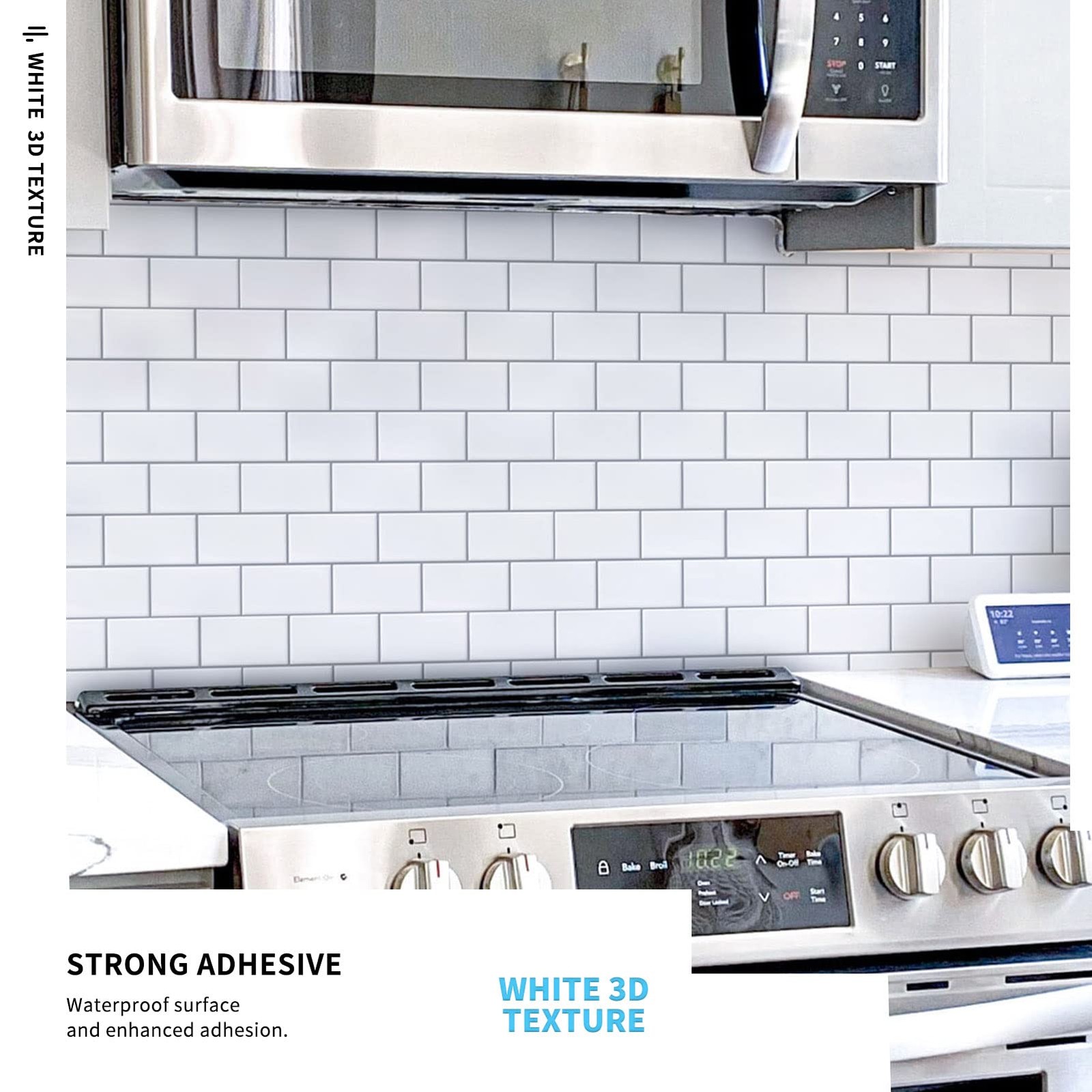 Art3d 10-Sheet 12″x12″ Peel & Stick Tile Backsplash for Kitchen & Bath – White