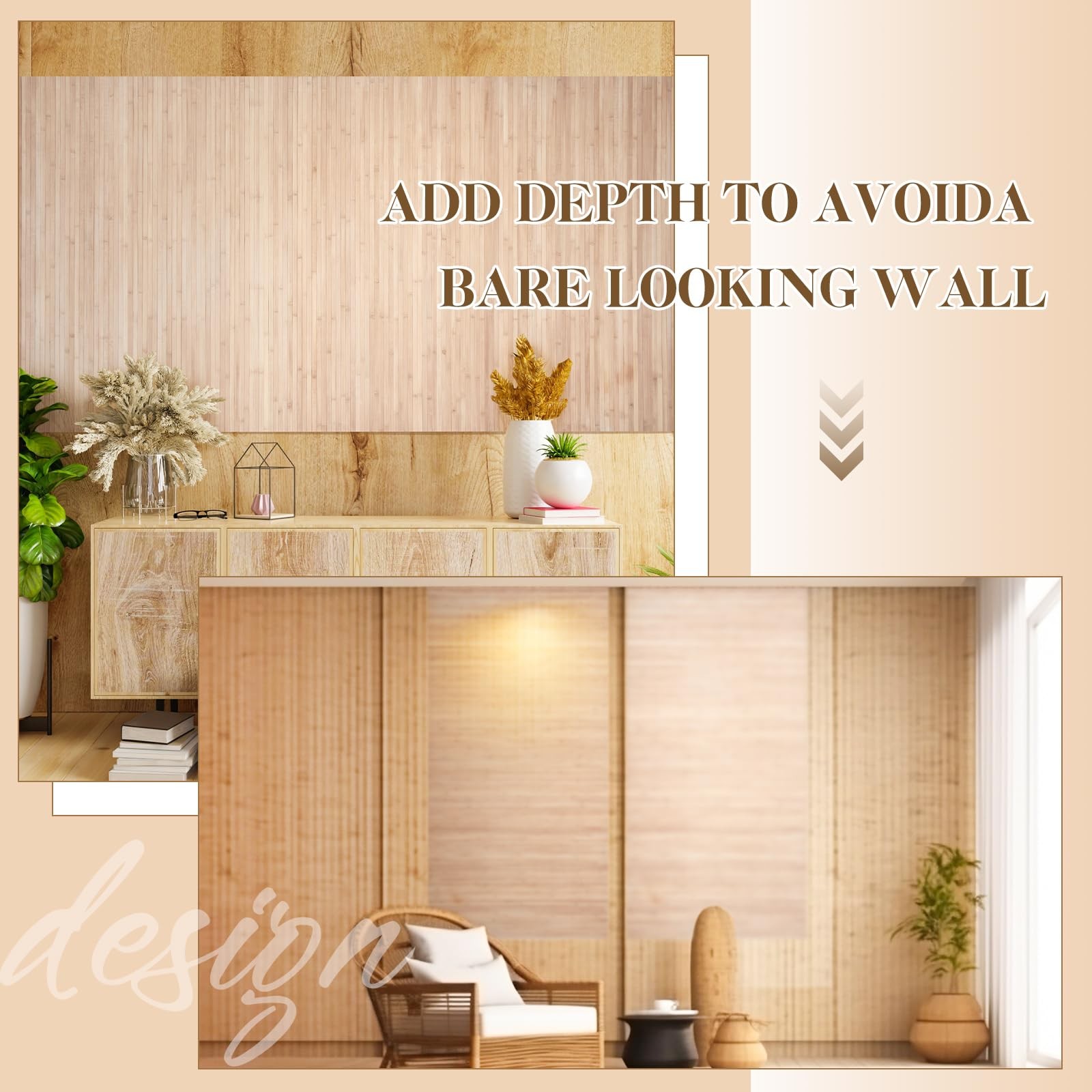 Juexica 1 Pcs Natural Bamboo Wall Panel For Interior Wall 48X96 Bamboo Covering