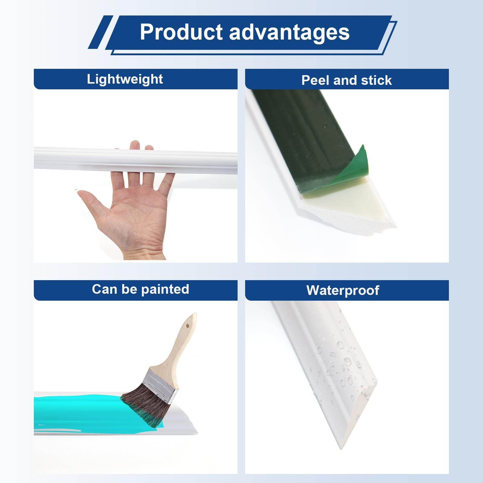 NeatiEase 8 Set Peel & Stick Wall Molding Trim Kit 16×24 Wainscoting Panels