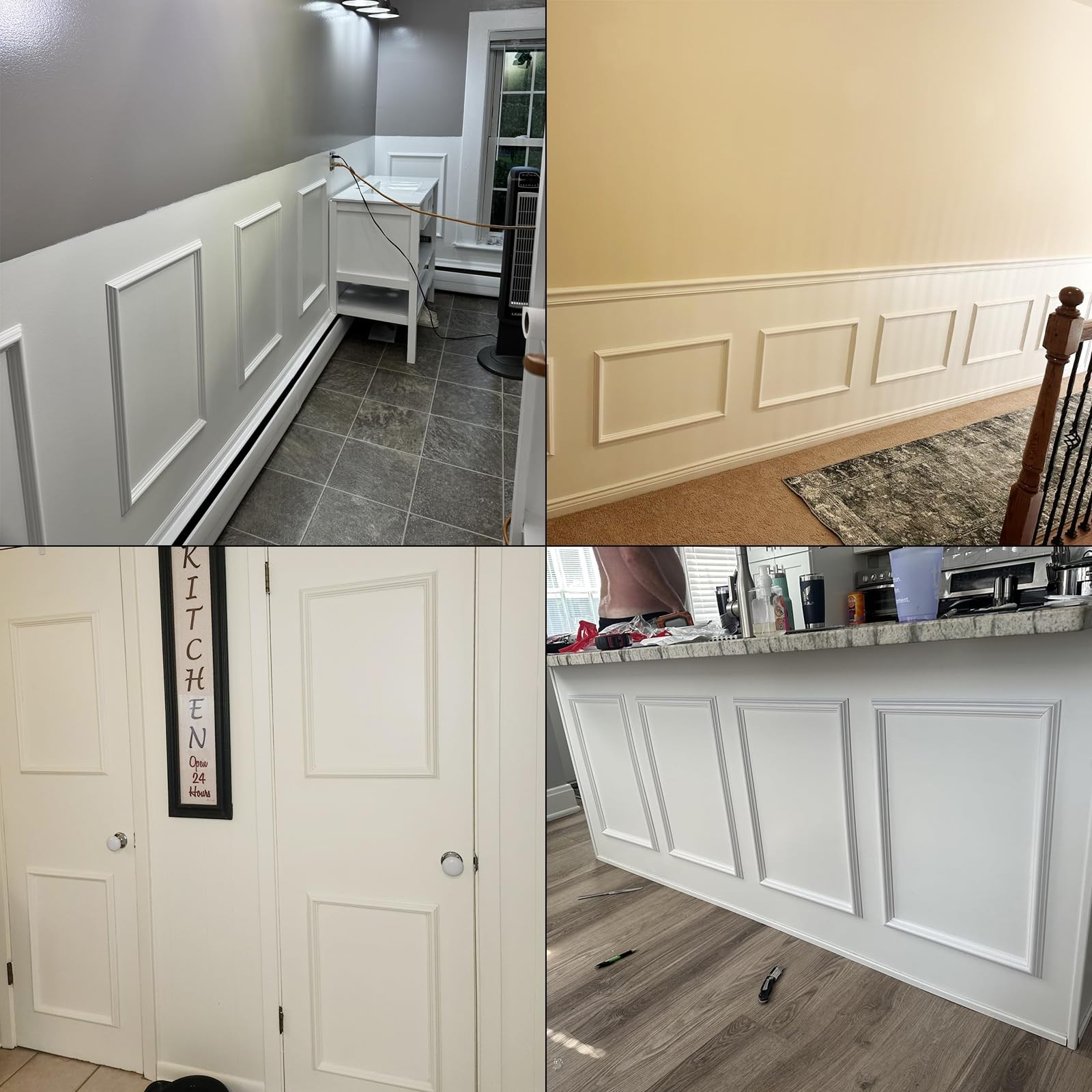 NeatiEase 8 Set Peel & Stick Wall Molding Trim Kit 16×24 Wainscoting Panels