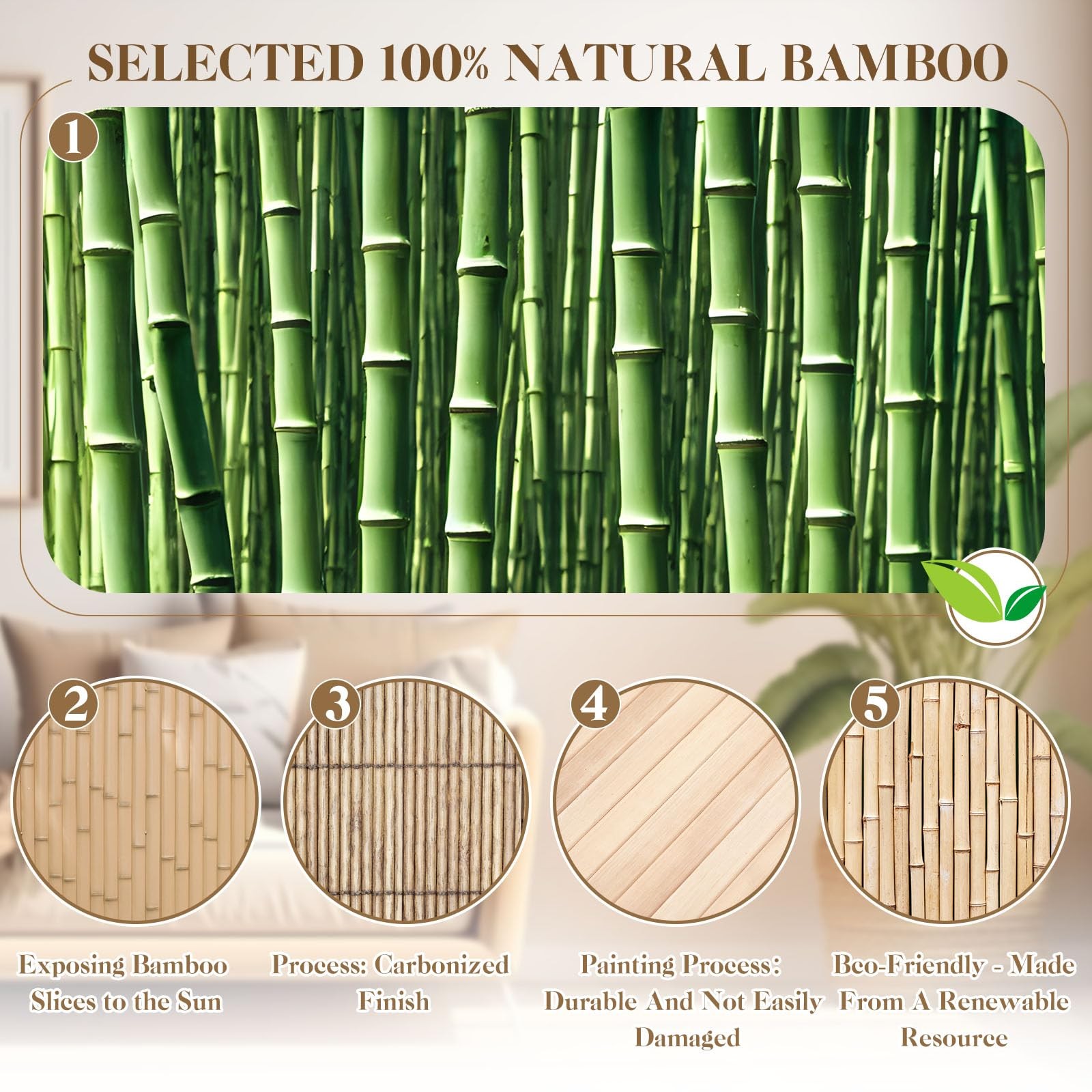 Juexica 1 Pcs Natural Bamboo Wall Panel For Interior Wall 48X96 Bamboo Covering