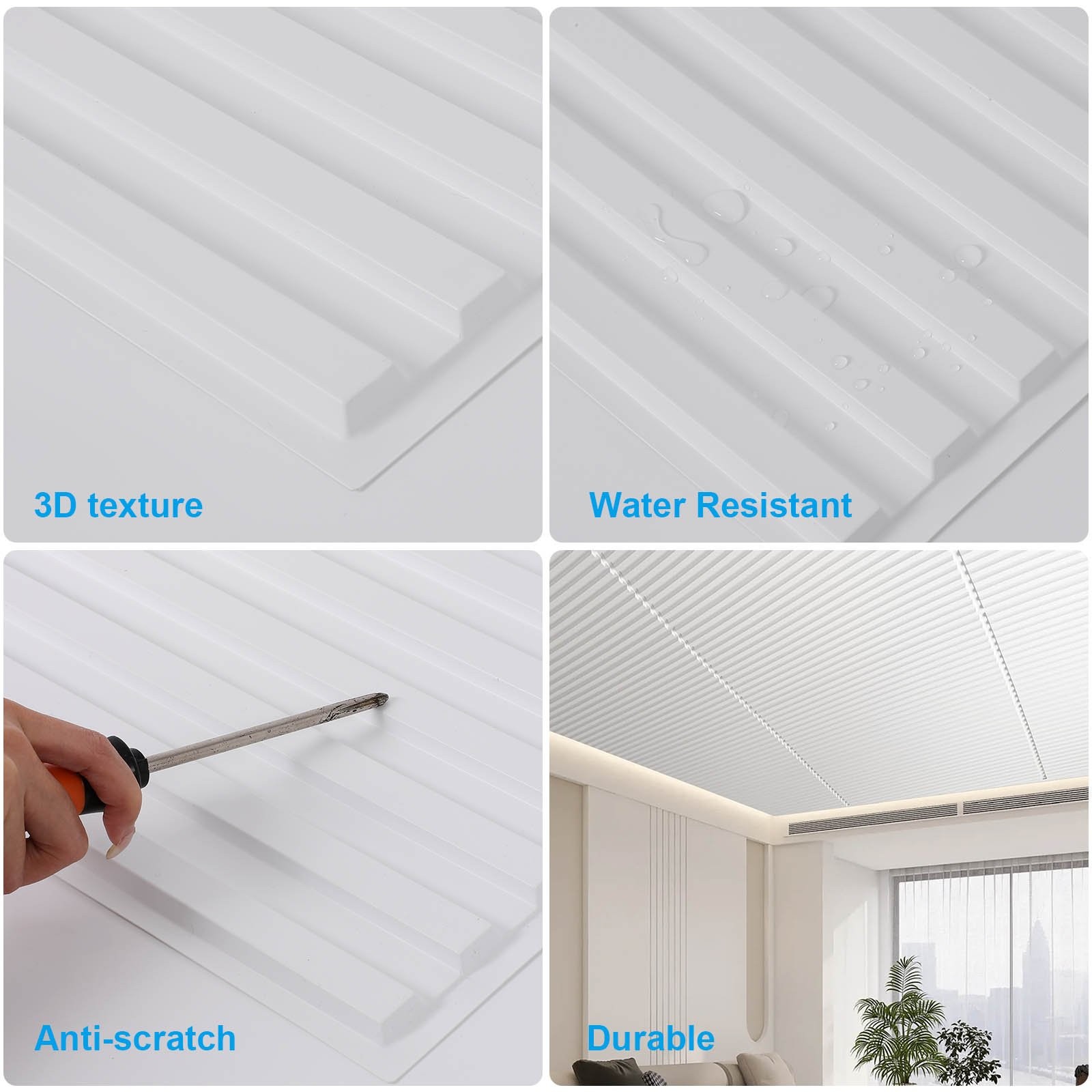 12PCS Ceiling Panel 2×4 Feet, PVC Decorative Ceiling Covering Panel,White