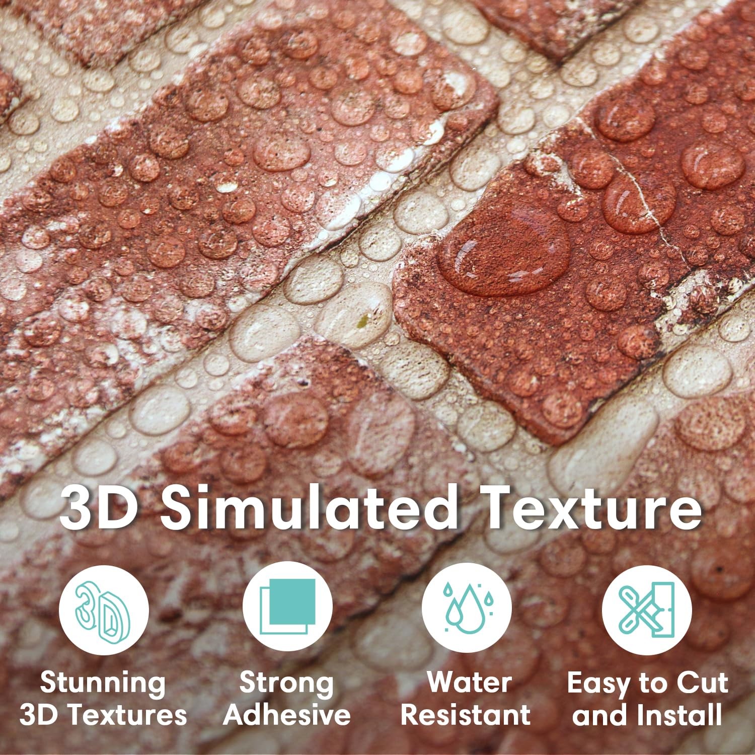 Commomy 3D Faux Brick Wall Panels Ultralight Thin Pvc Brick Peel And Stick