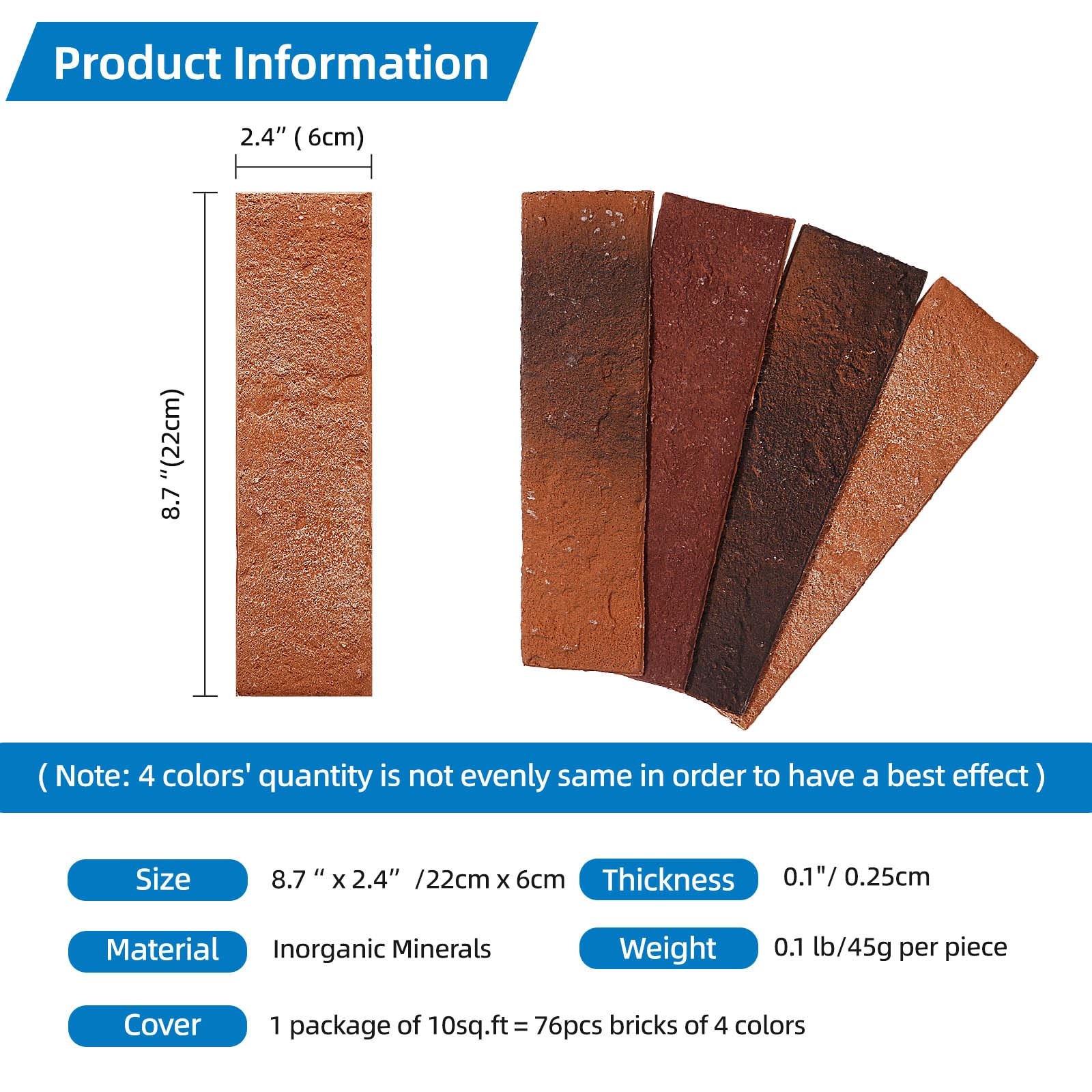 Holydecot Red Faux Brick Wall Tiles 3D Thin Brick Veneers For Indoor Outdoor