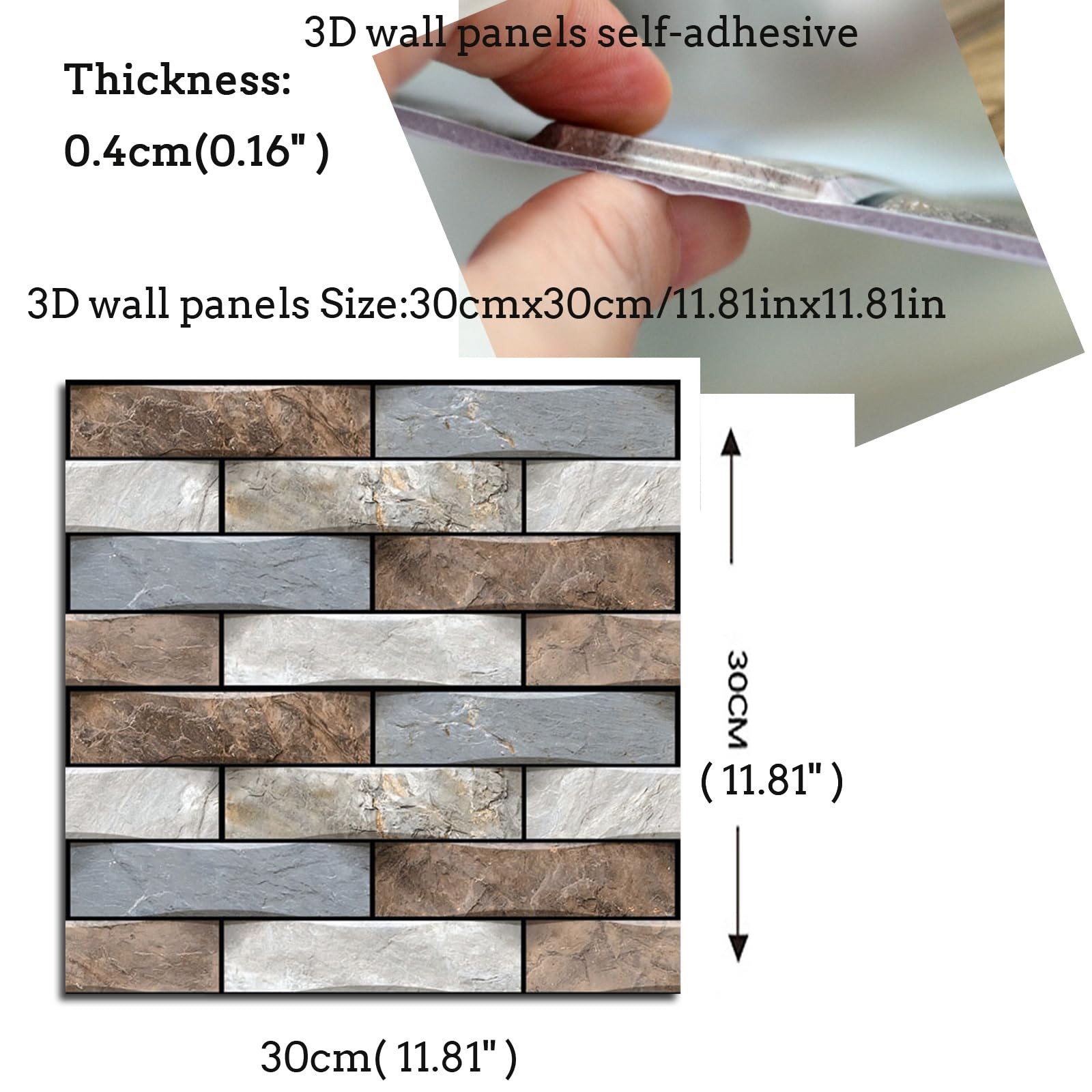 szgwtk 3D Wall Panels Faux Brick 10PCS 30x30cm Foam PVC Self Adhesive