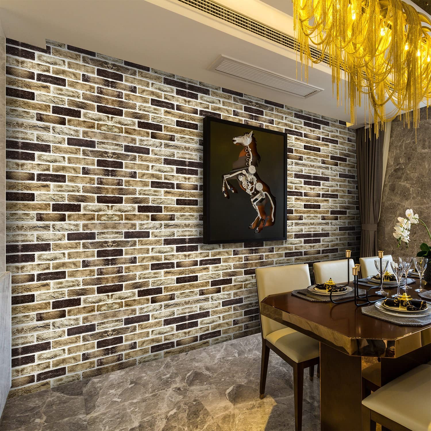 Yll Yll 20-Pack 104 Sq.Ft 3D Wall Panels Peel And Stick 3D Faux Brick Wallpaper