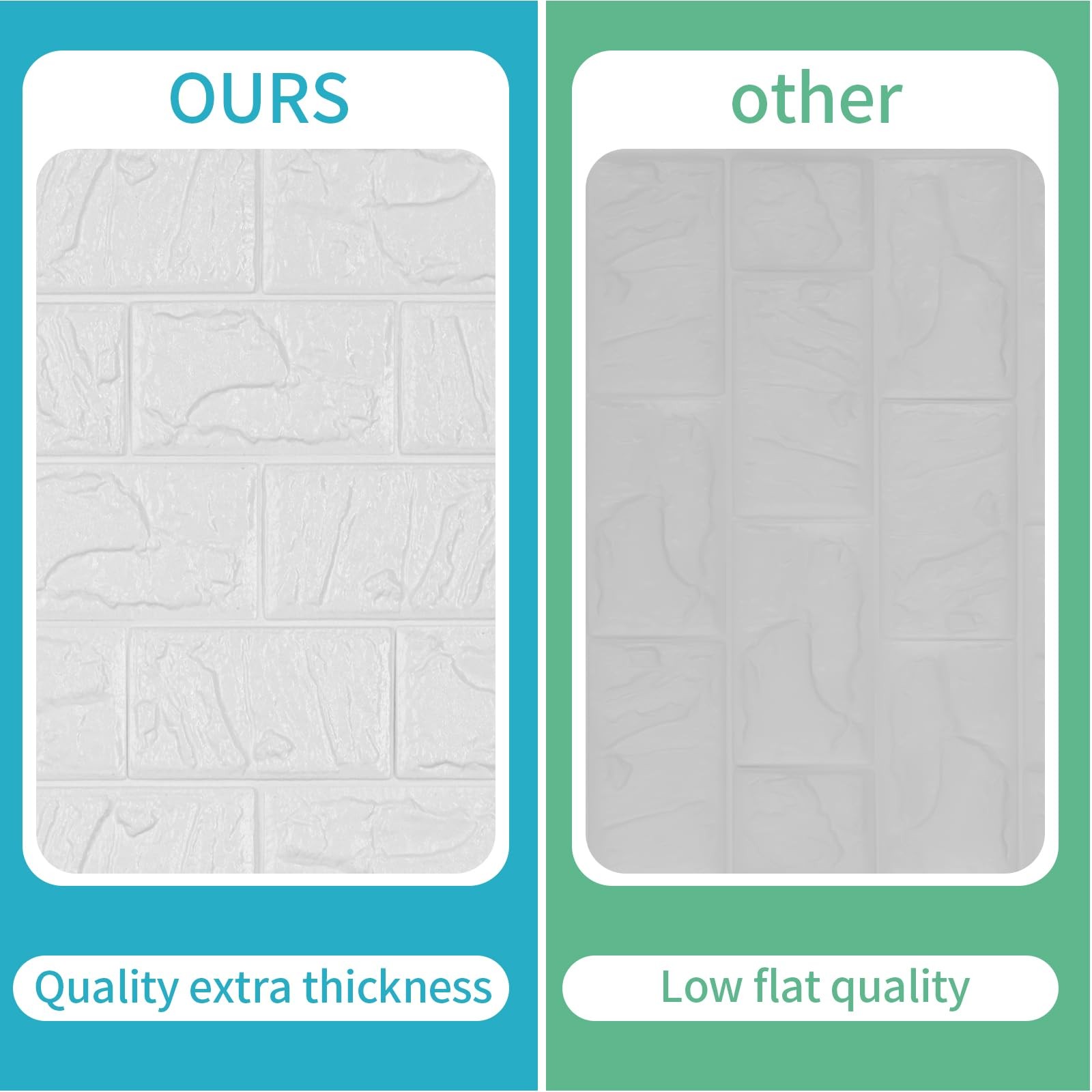 Umedol 40 PCS 3D Wall Panels Peel and Stick Faux Foam 11.8″x11.8″ White Brick
