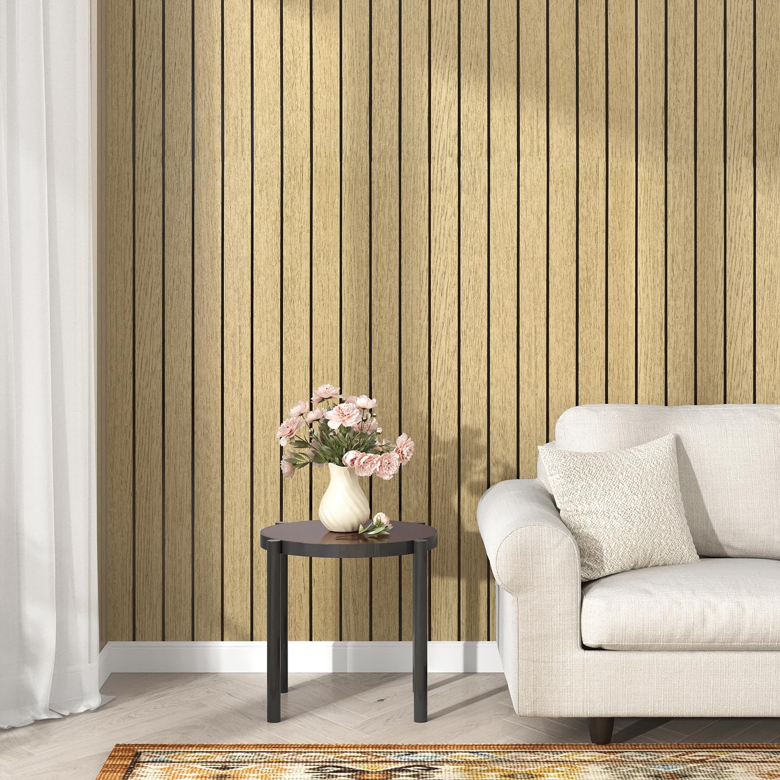 Wallercity Brown Wood Slat Wall Paneling For Interior Walls Removable