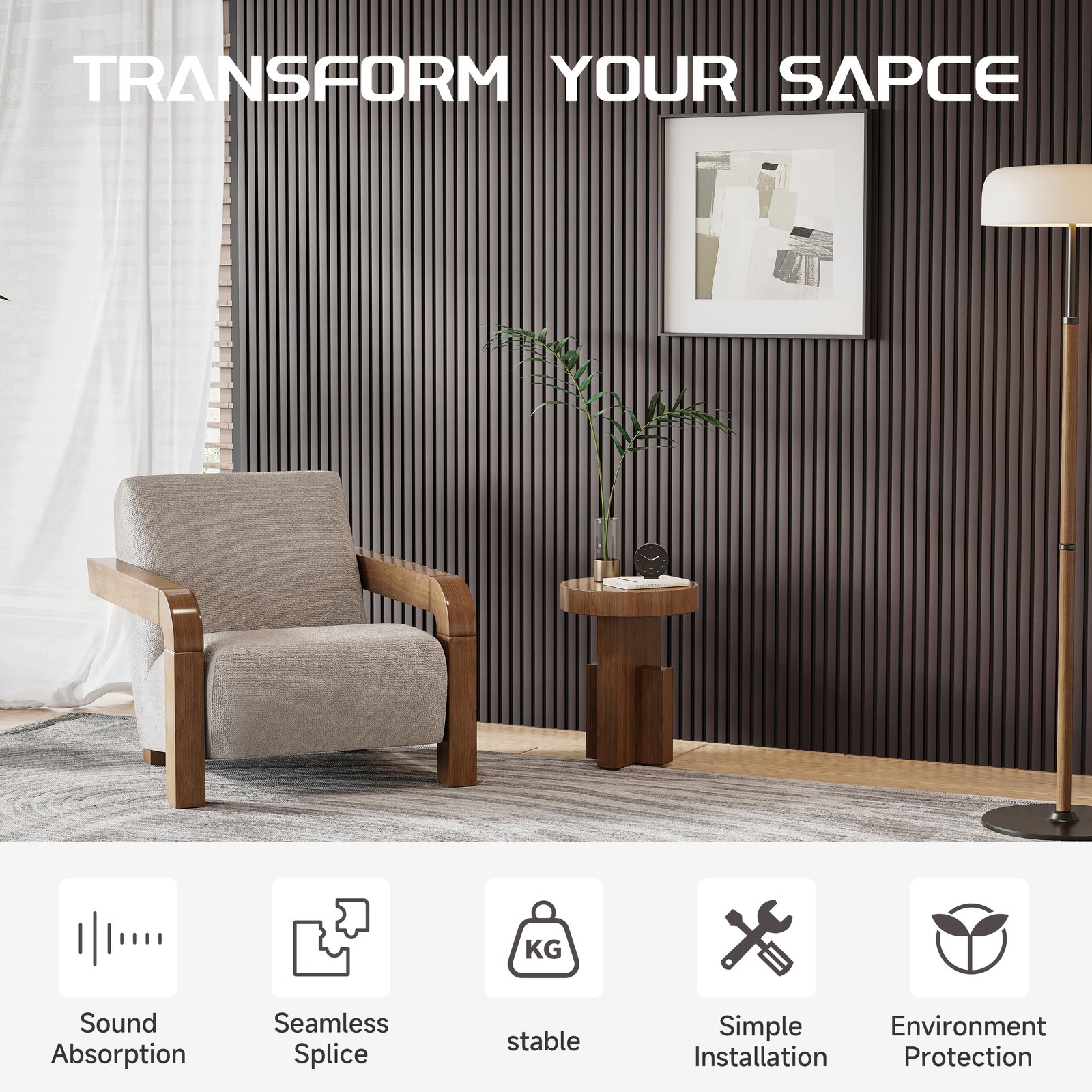 Pohare Wood Slat Wall Panels 2 Pack 8 X 1 Ft Decorative Wood Panels For