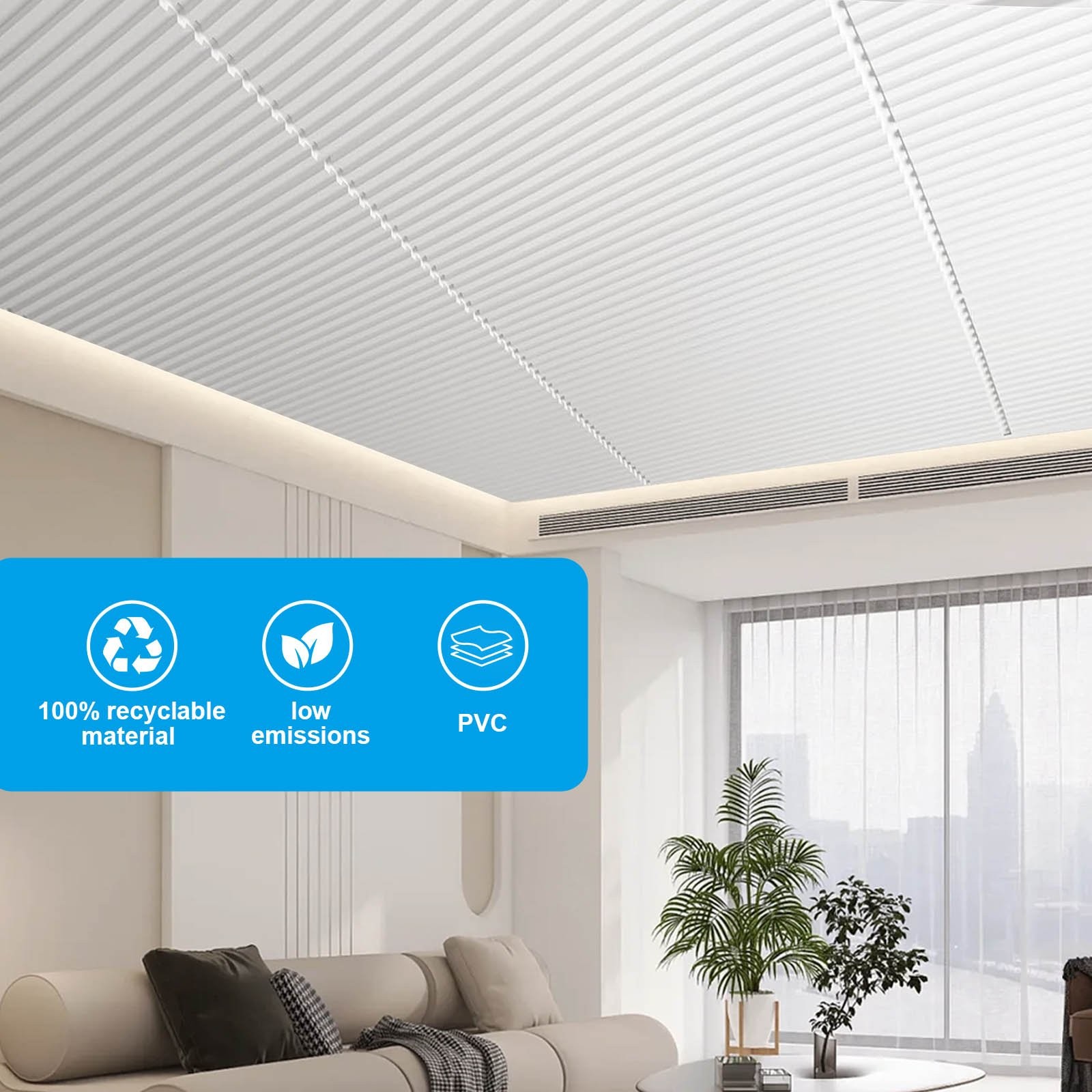 12PCS Ceiling Panel 2×4 Feet, PVC Decorative Ceiling Covering Panel,White