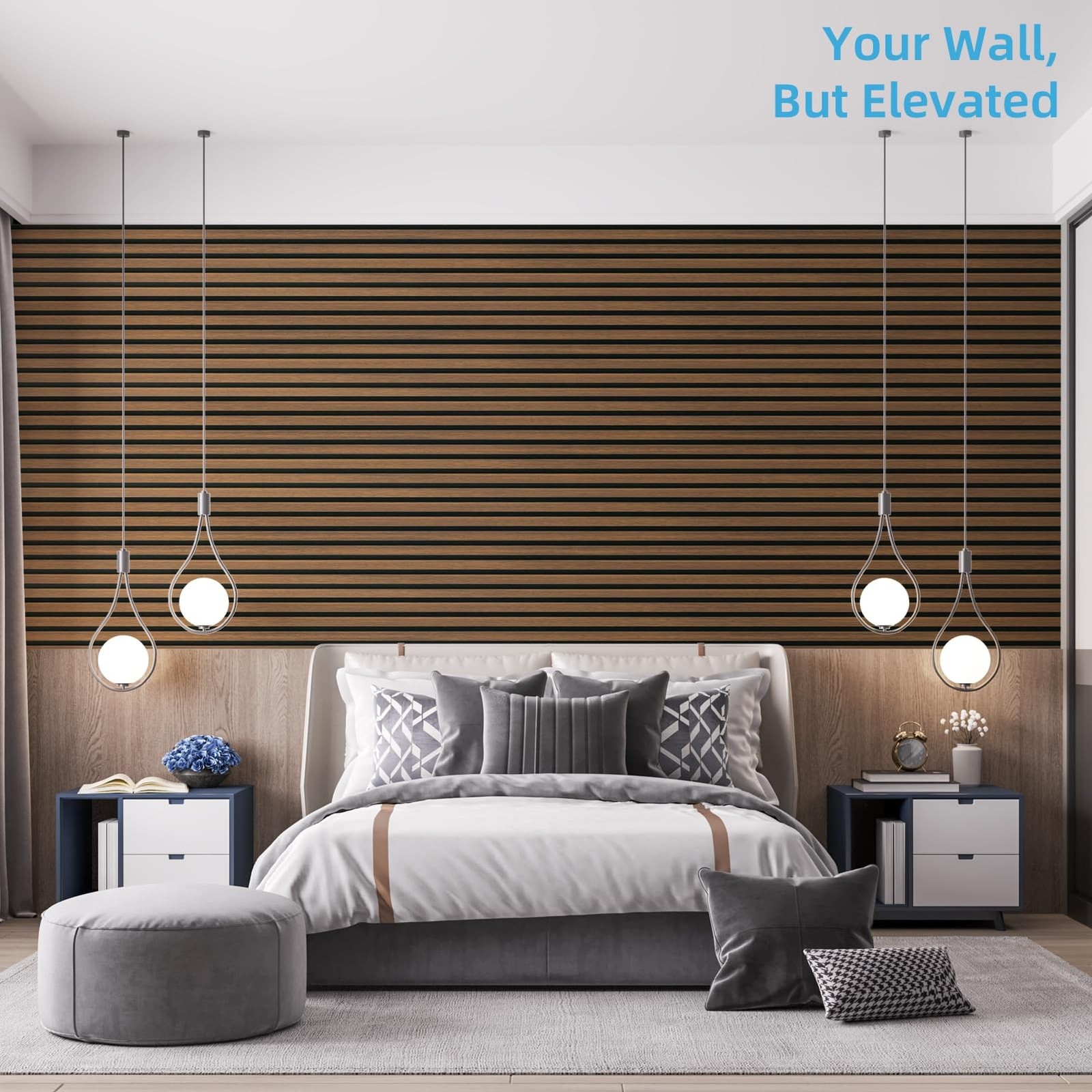 Art3d Acoustic Lightweight Slat Wall Panel 94 x 12.6 in 4-Piece Walnut