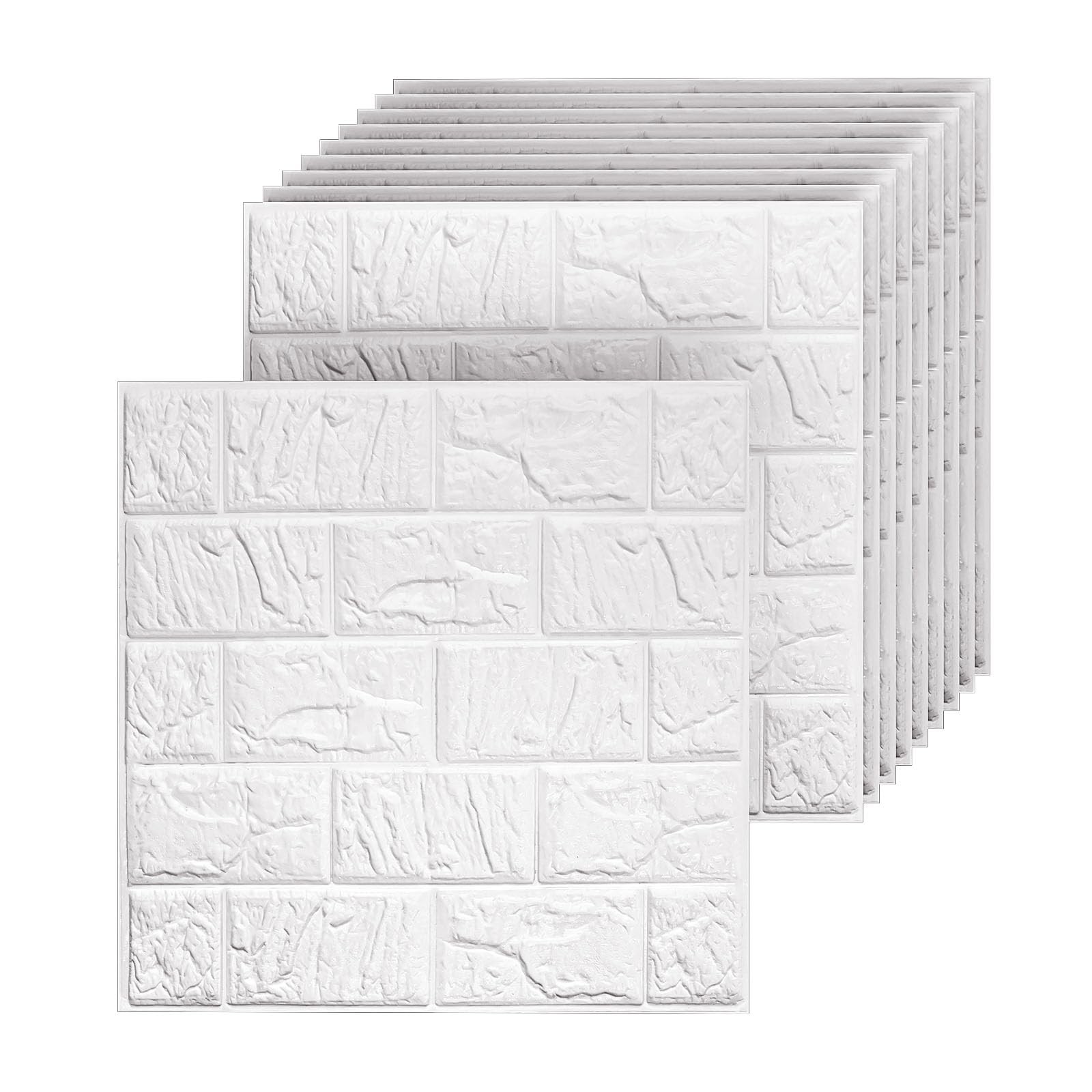 Umedol 40 PCS 3D Wall Panels Self-Adhesive Faux Foam 11.8″x11.8″ White Brick