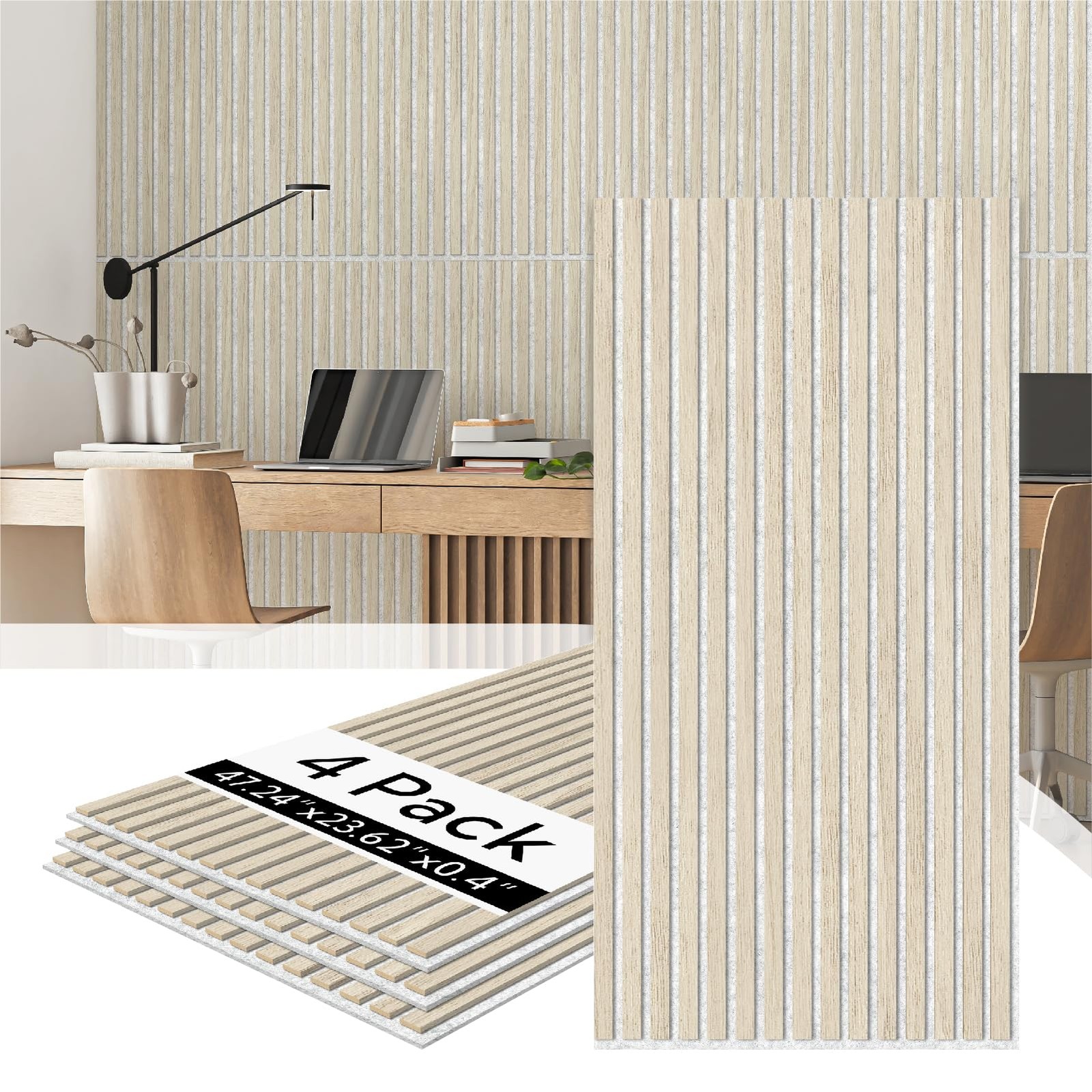 Olanglab Wood Slat Wall Panels 4 Pack Acoustic Wall Panels 47.24 X 23.62 Each