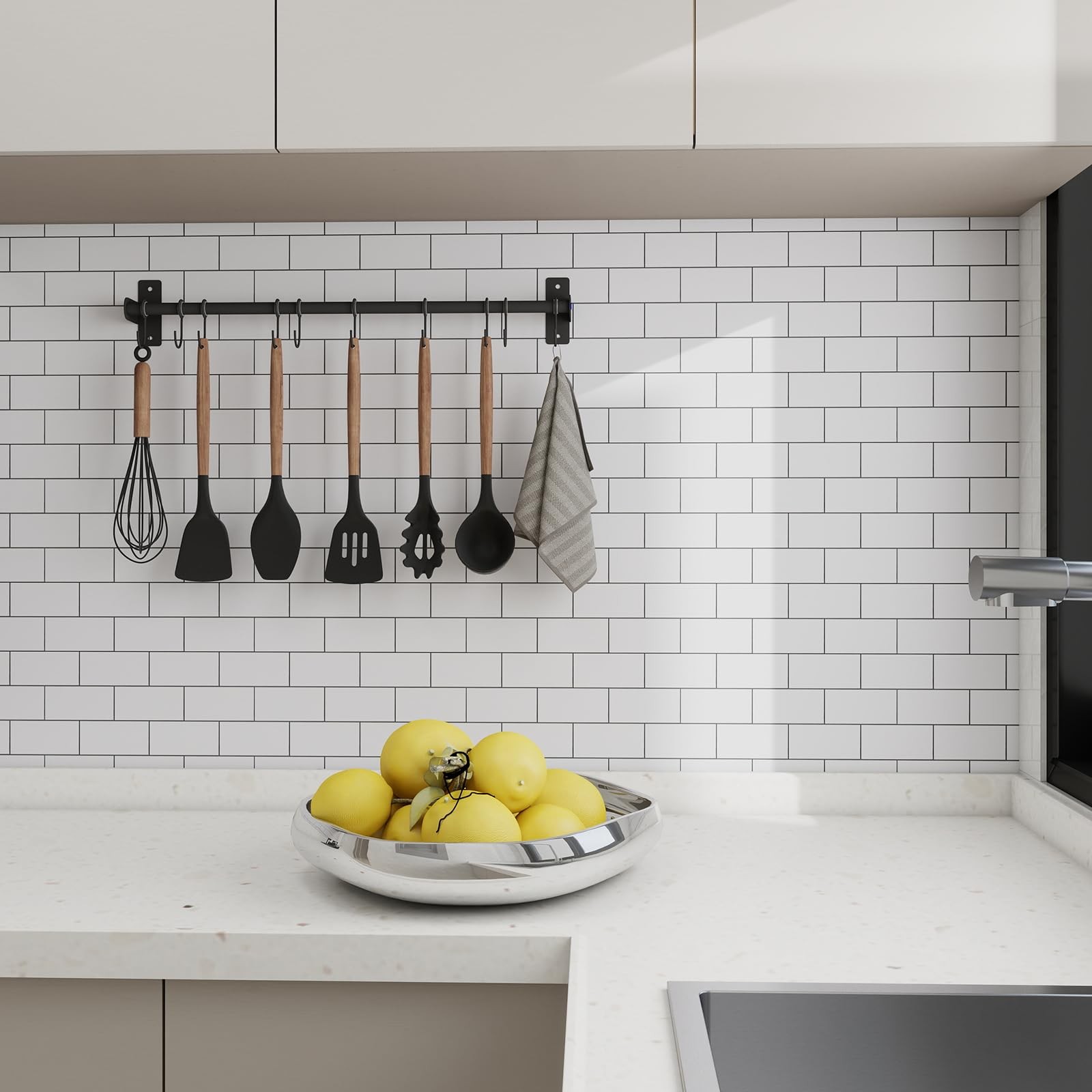 V-Mozza Peel And Stick Backsplash Tile 20 Sheets White Subway Tile Backsplash