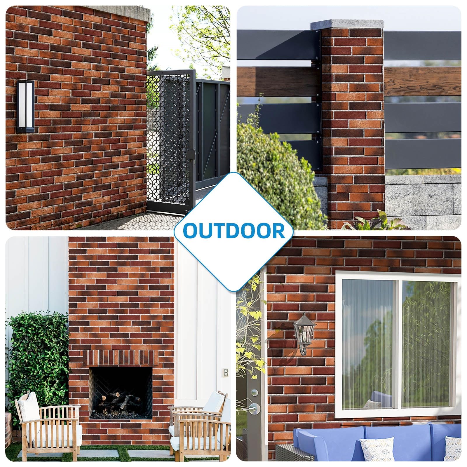 Holydecot Red Faux Brick Wall Tiles 3D Thin Brick Veneers For Indoor Outdoor